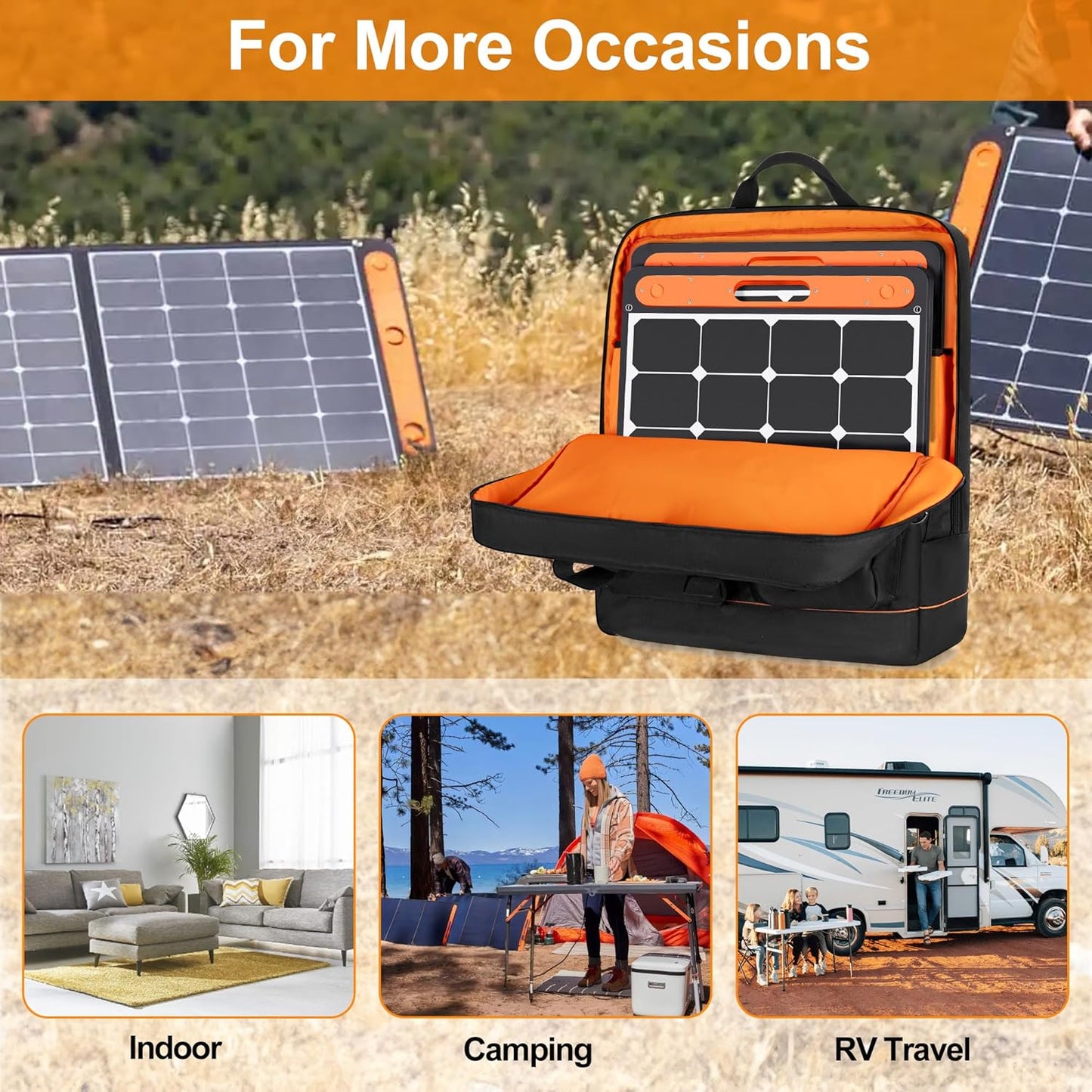 Solar Panel Storage Bag with Bright Lining, Travel Carrying Case Compatible with Jackery SolarSaga 100W, Padded Carrier with Multi Pockets & Shoulder Strap