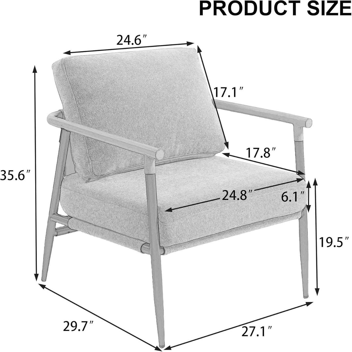 Accent Chair, Upholstered Chenille Living Room Chair with Metal Frame, Mid Century Modern Reading Lounge Sofa Armchair with Removable Cushion for Living Room, Bedroom, Office (Green, Set of 2)