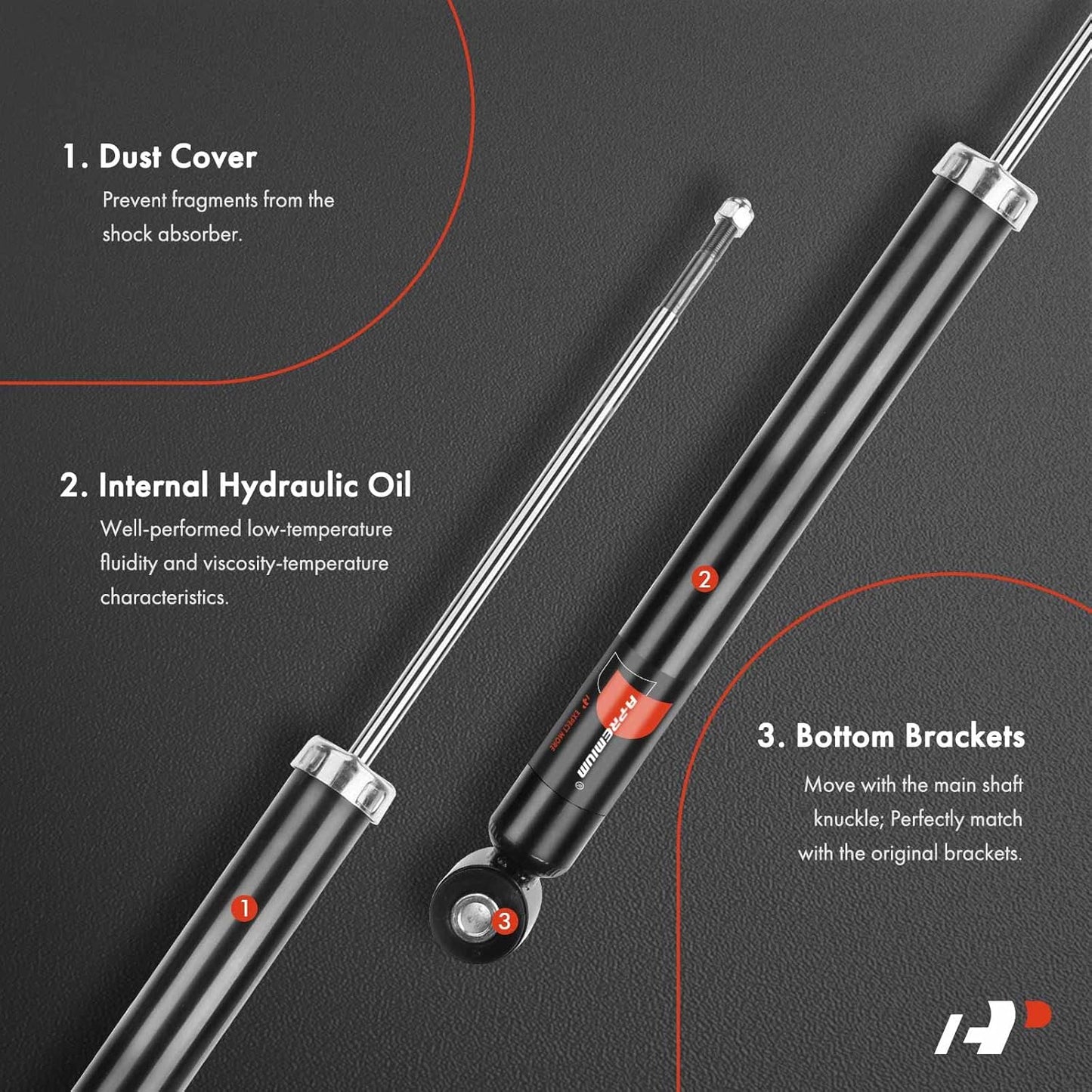 A-Premium Rear Pair (2) Shock Absorber Compatible with BMW E36 E46 318i 323i 325i 328i 330i 325Ci 323Ci 328Ci 330Ci 318is 325is 323is 330xi, Driver and Passenger Side