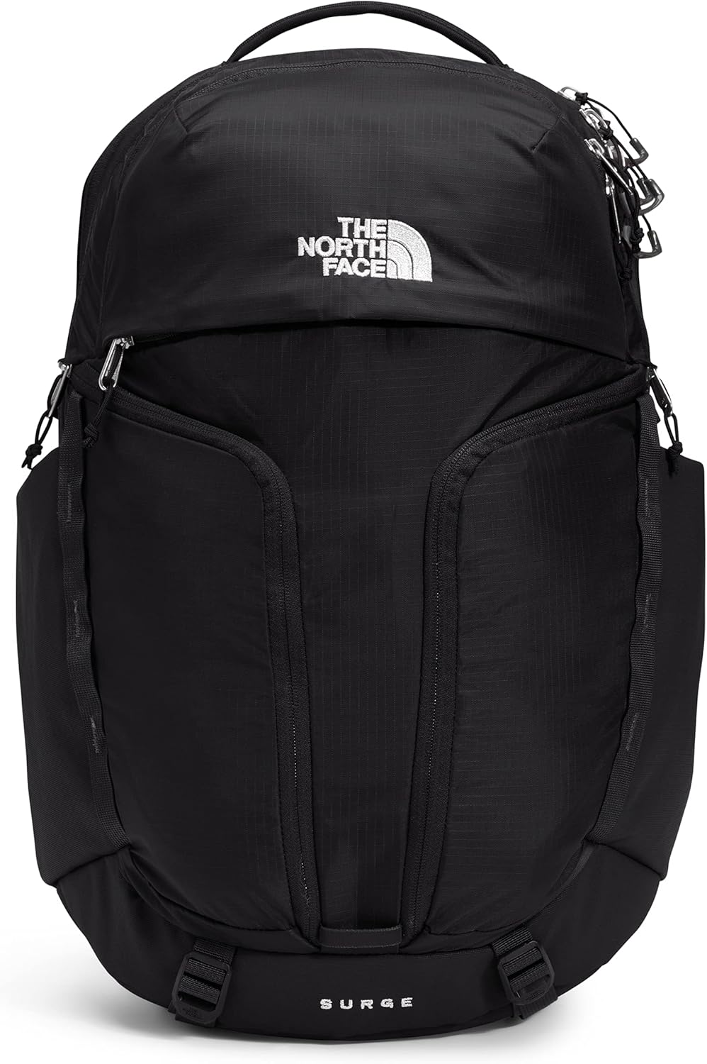 THE NORTH FACE Women's Surge Commuter Laptop Backpack | Everyday Travel Bag with 16" Laptop Sleeve, Water-Repellent Finish, Women-Specific Fit, TNF Black/TNF Black-NPF, One Size