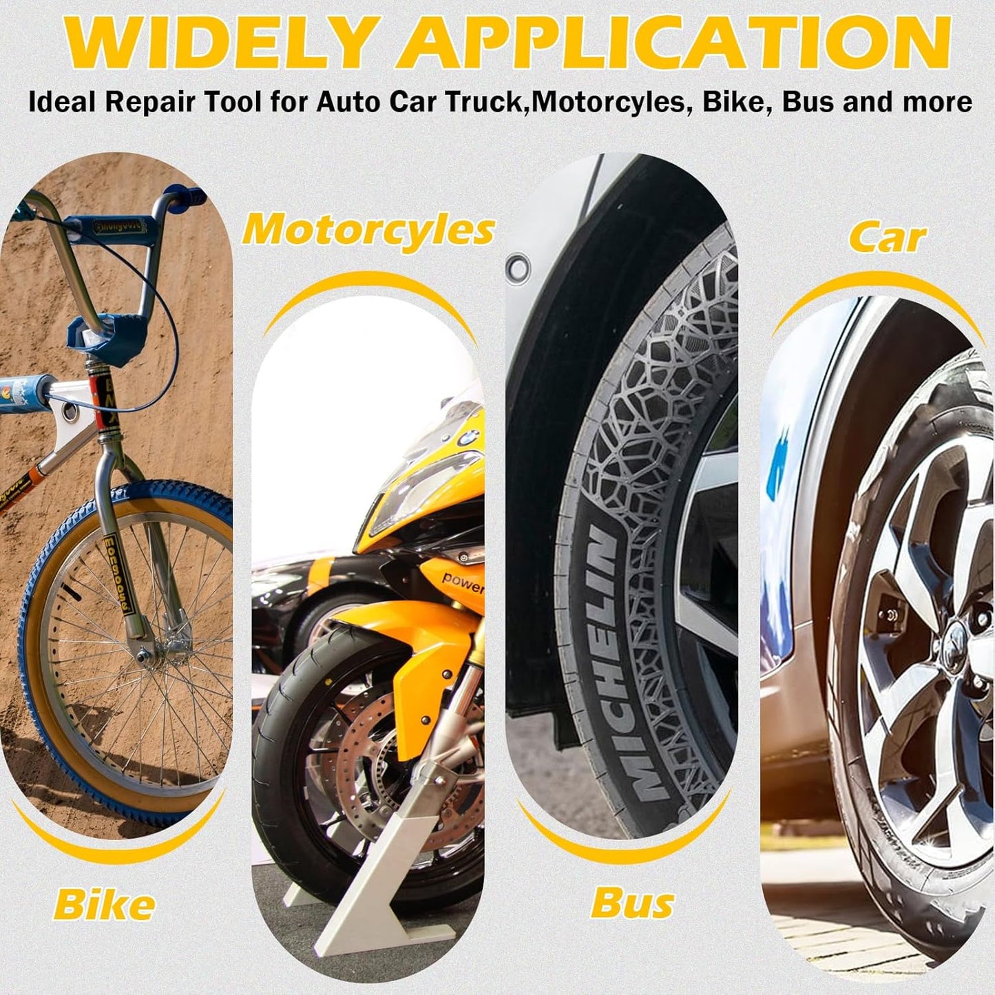 Air Tire Repair Kits, Wheel Polish Patch Tools, Includes 2500RPM Low Speed Air Tire Buffer, Tire Inner Liner Scrapper, Patch Roller, Tungsten Steel Buffing Wheel, and Precision Accessories