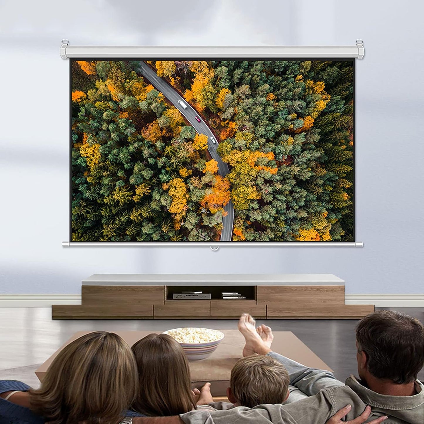 Auto-Locking Foldable Portable Projection Screen for Home Theater Presentation, 4:3/16:9 HD Manual Projector Screen Retractable Projection Screen (60inch 16:9