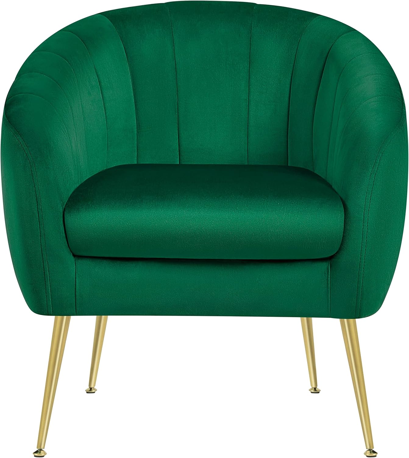 Topeakmart Velvet Accent Chair, Barrel Chair with Golden Metal Legs, Modern Leisure Chair for Living Room Bedroom Office Waiting Room, Set of 2, Gray