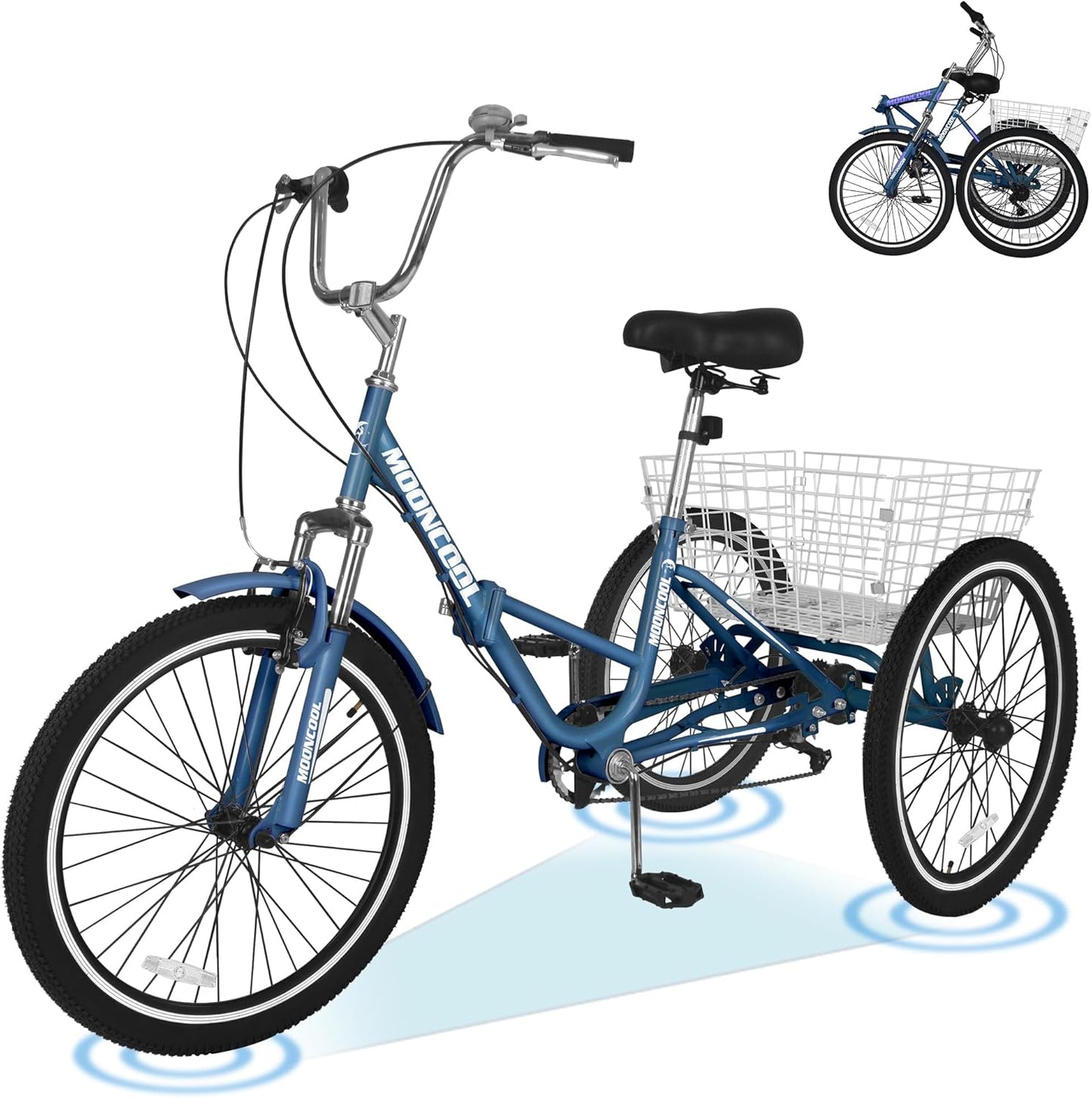 ABORON Adults Tricycle, 3 Wheels Bike for Adult, Tricycle for Adults, Double-Wall Wheel Rims, Tricycle for Women Men Exercise Outdoor Sports