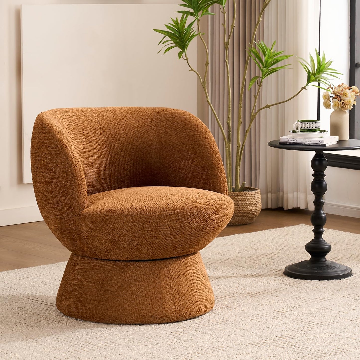 360° Swivel Boucle Bucket Chair, Accent Barrel Makeup Vanity Chair Modern Lounge Single Sofa with Padded Armrest for Dining Room, Living Room, Bedroom and Home Office (Set of 2 Gray)