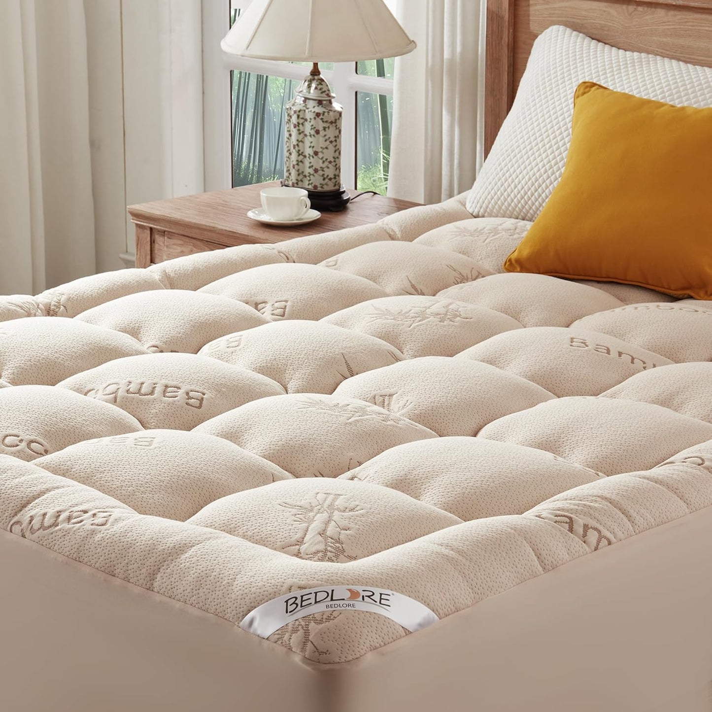 BEDLORE King Mattress Topper Viscose Derived from Bamboo, Thick Pillow Top Mattress Pad with Stretchable Pockets for 6"-18" Mattress, Soft Breathable Mattress Topper for Back Pain Relief(Dark Gray)