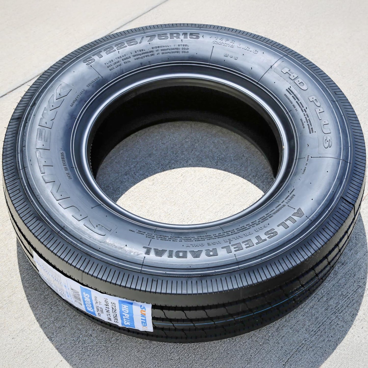 Suntek HD Plus Premium Trailer Radial Tire-ST225/75R15 225/75/15 225/75-15 124/121M Load Range G LRG 14-Ply BSW Black Side Wall