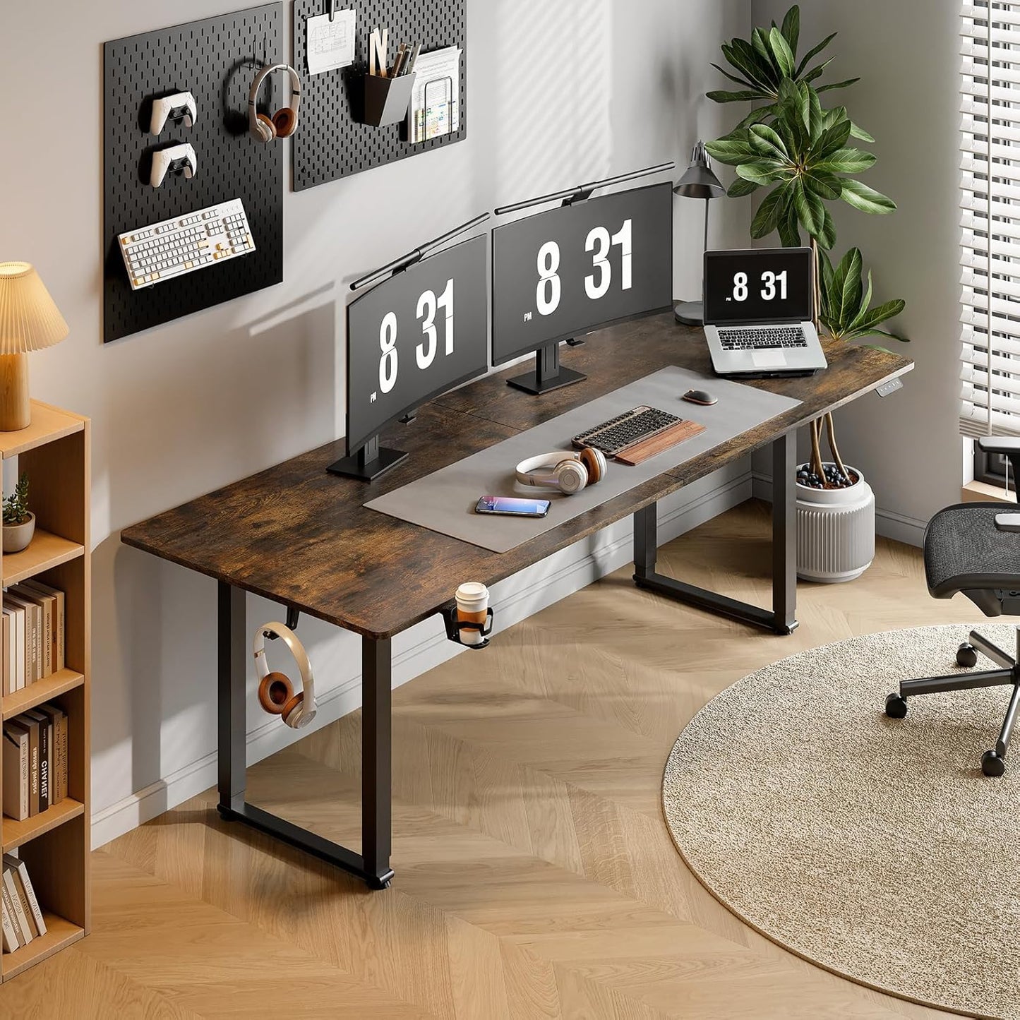 Standing Desk, 63x30 Inches Rectangle Stand Up Desk with 4 Legs, Dual Motor and Memory Controller, Adjustable Height from 28-46 Inches for Home and Computer Workstation, Black
