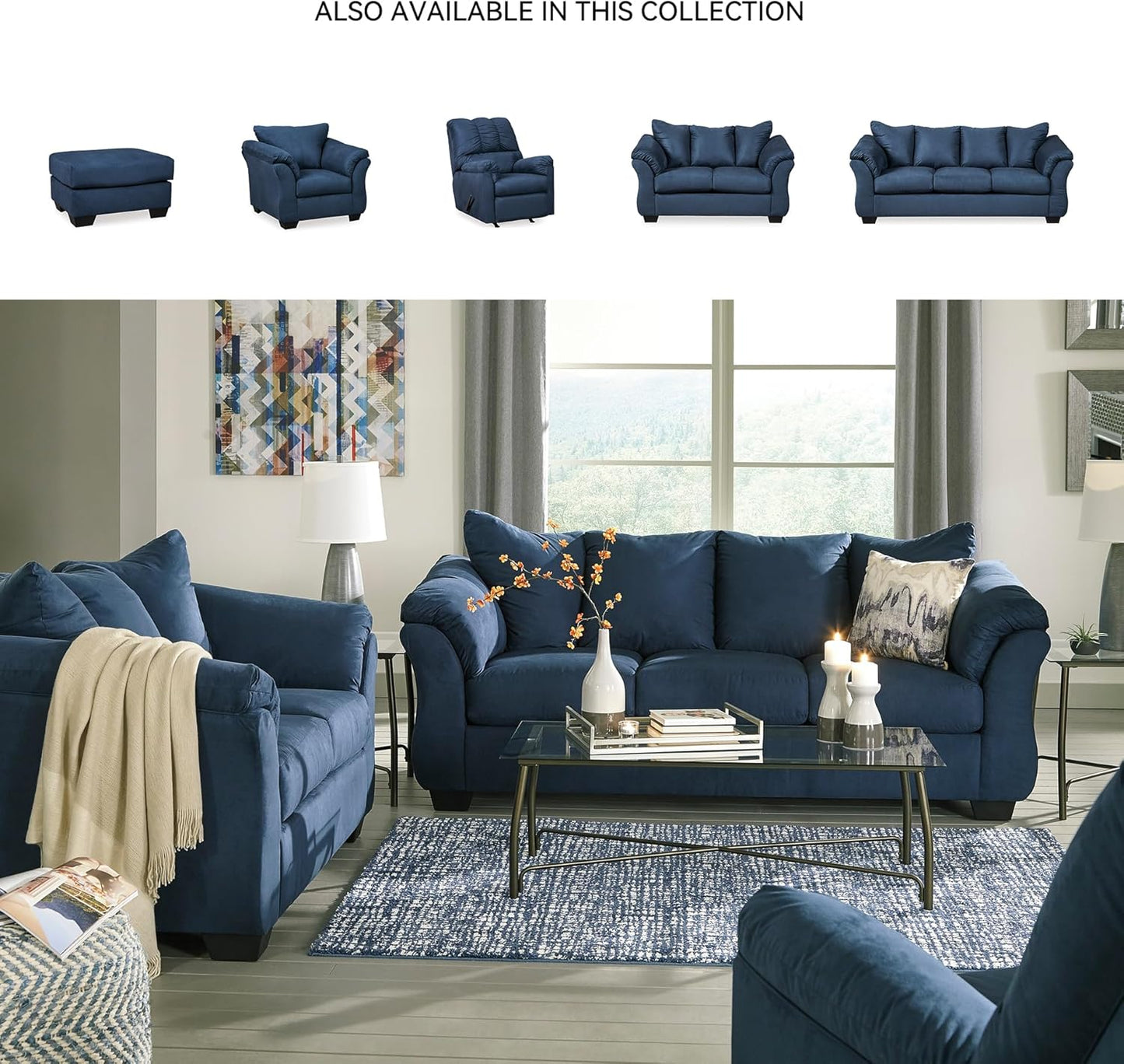 Signature Design by Ashley Darcy Casual Plush Chair, Dark Blue