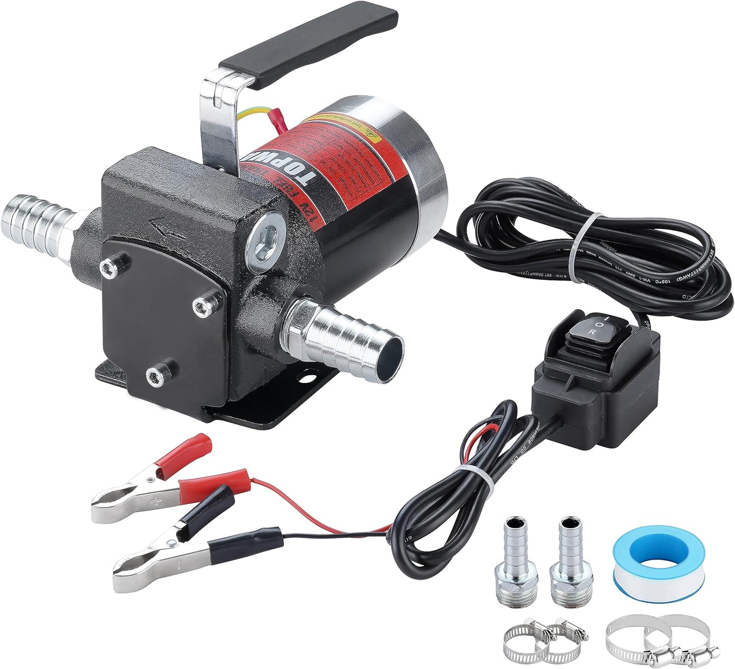 TOPWAY 110V AC Gasoline Fuel Pump 3.7GPM Self-priming Oil Transfer Pump With Handle, Reversible Pumping, Overheat Protection, Explosion-Proof, for Gasoline Fuel Diesel Kerosene Removal