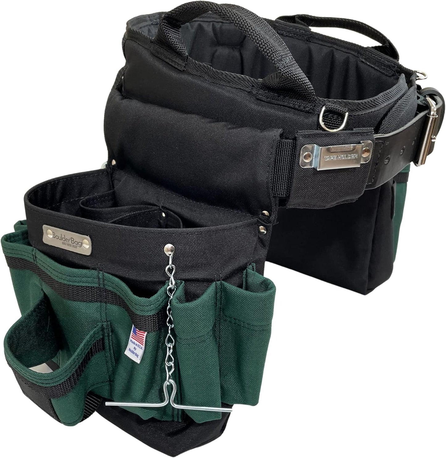BOULDER BAG Ultimate Electrician's MAX Combo with Comfort Back Support Tool Belt, Leather Belt Buckle, Heavy Duty Tool Belt, Black, (Medium 28-32 Inch Waist), Tool Belt Made in USA