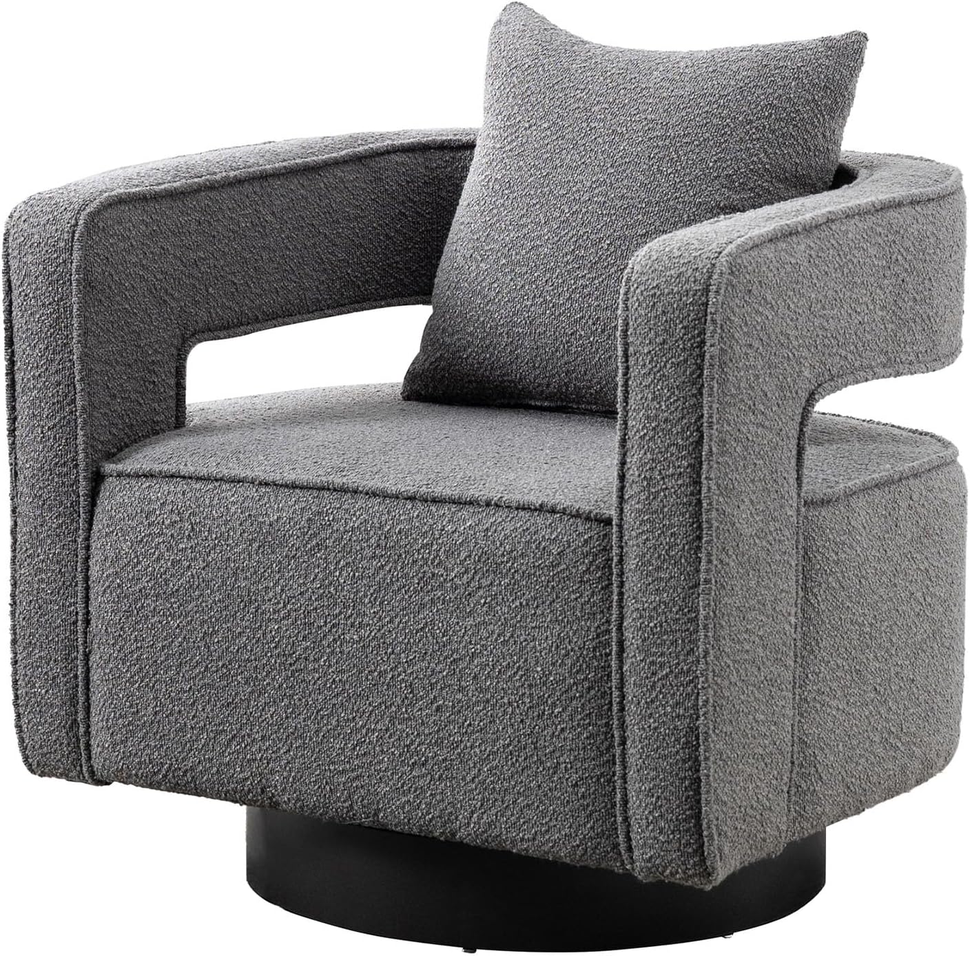 Swivel Barrel Chair Set of 2, Modern Teddy Round Accent Chairs Curved Open Back, 360 Degree Swivel Arm Chair with Pillow, Single Sofa Chair for Living Room Bedroom,Orange