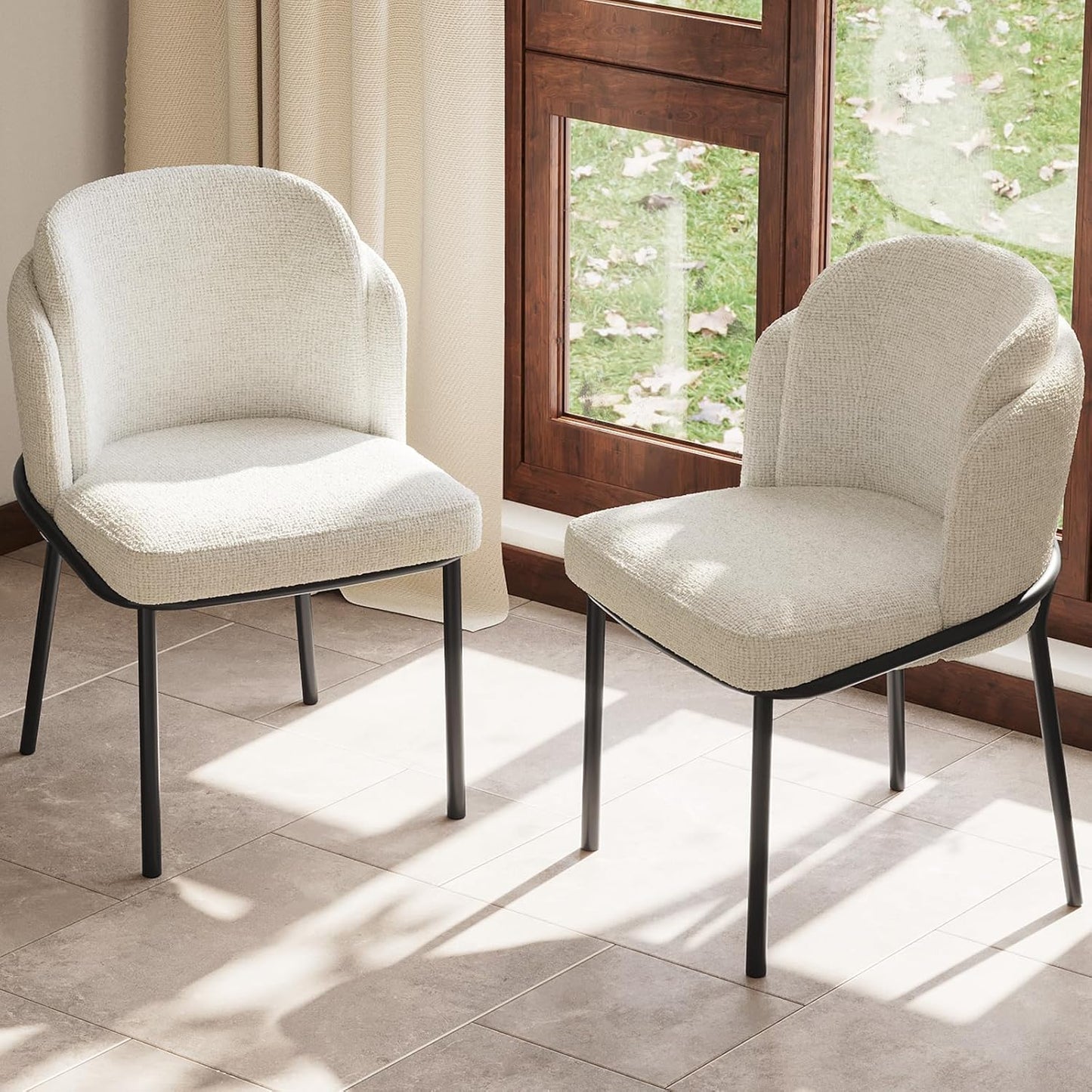 Sofa Chair Set of 2, Modern Desk Chairs, Kitchen Dining Chair with Metal Legs for Home Office, Bedroom & Living Room