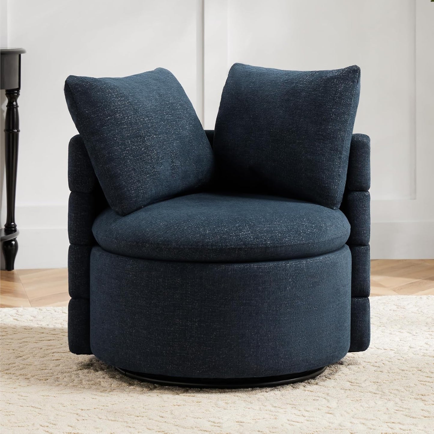 Swivel Accent Chair Modern Barrel Armchair with Wood Base for Bedroom Waiting Living Room,1 PCS,Dark Gray