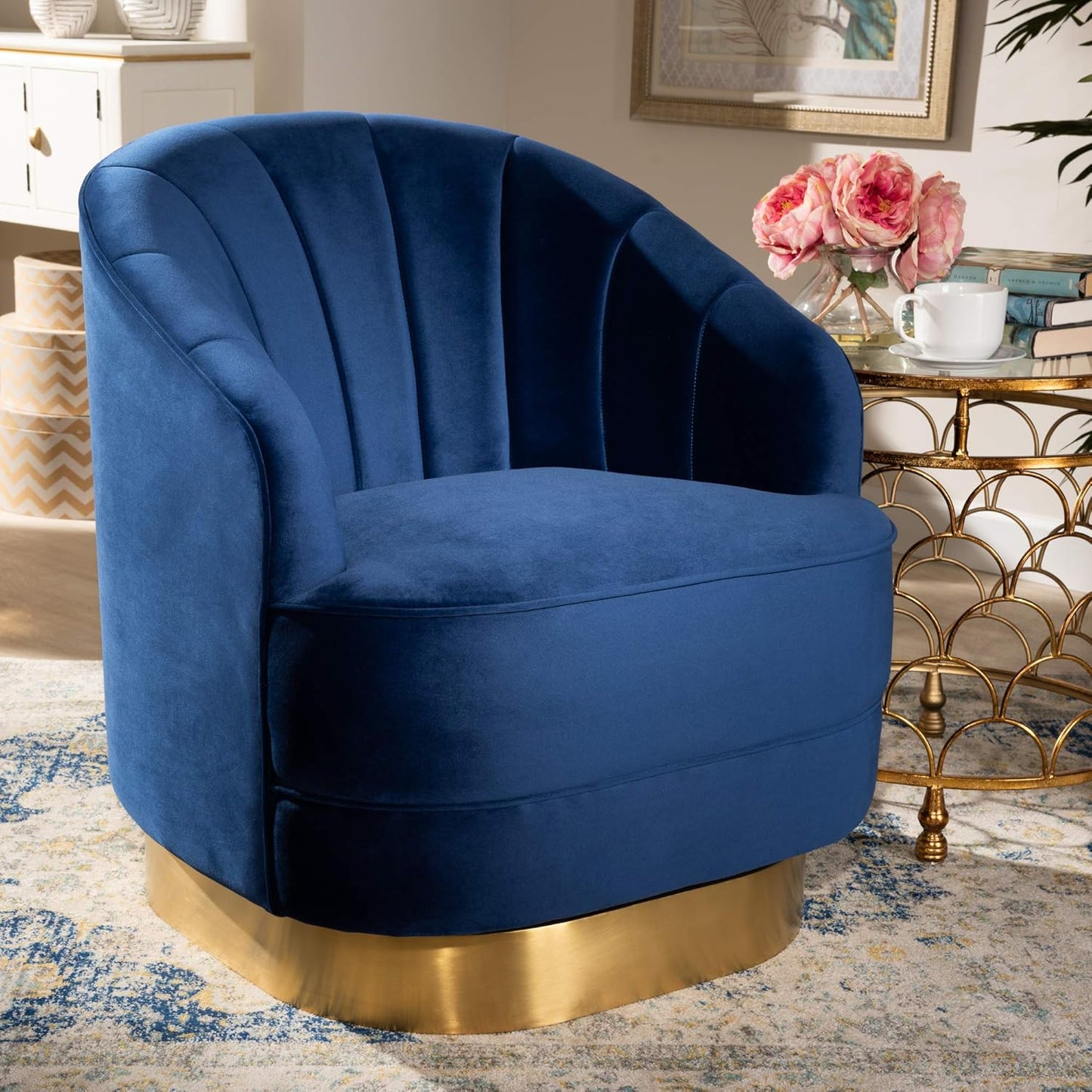Baxton Studio Chairs, Royal Blue/Gold