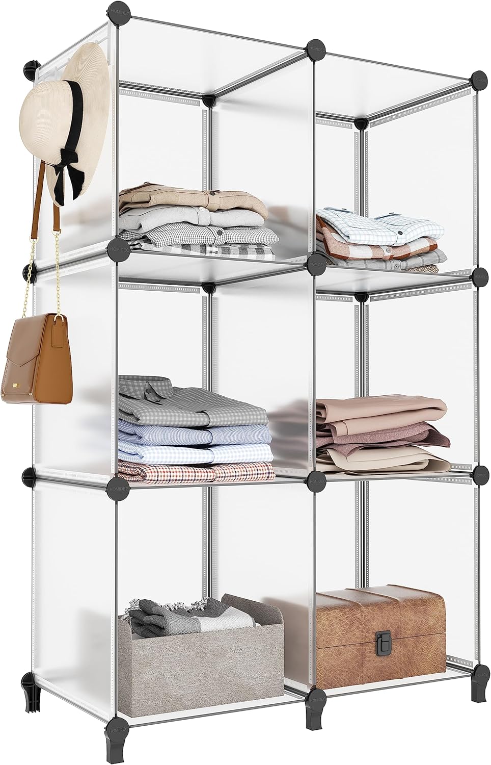6-Cube Storage Organizer, Closet Organizer Storage Cabinet Shelf Bookcase Bookshelf with Metal Hammer, Storage Cubes Organizer Cabinet for Kids, Closet, Bedroom, Bathroom(11.8x11.8x11.8 inch)Black
