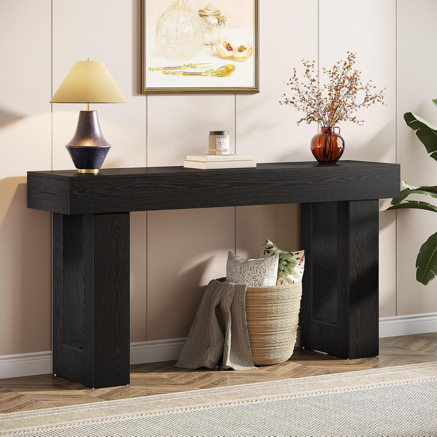 Tribesigns 63-Inch Long Console Table, Wooden Rectangular Sofa Table Behind The Couch, Farmhouse Entryway Table for Entrance, Hallway, Living Room (Natural)