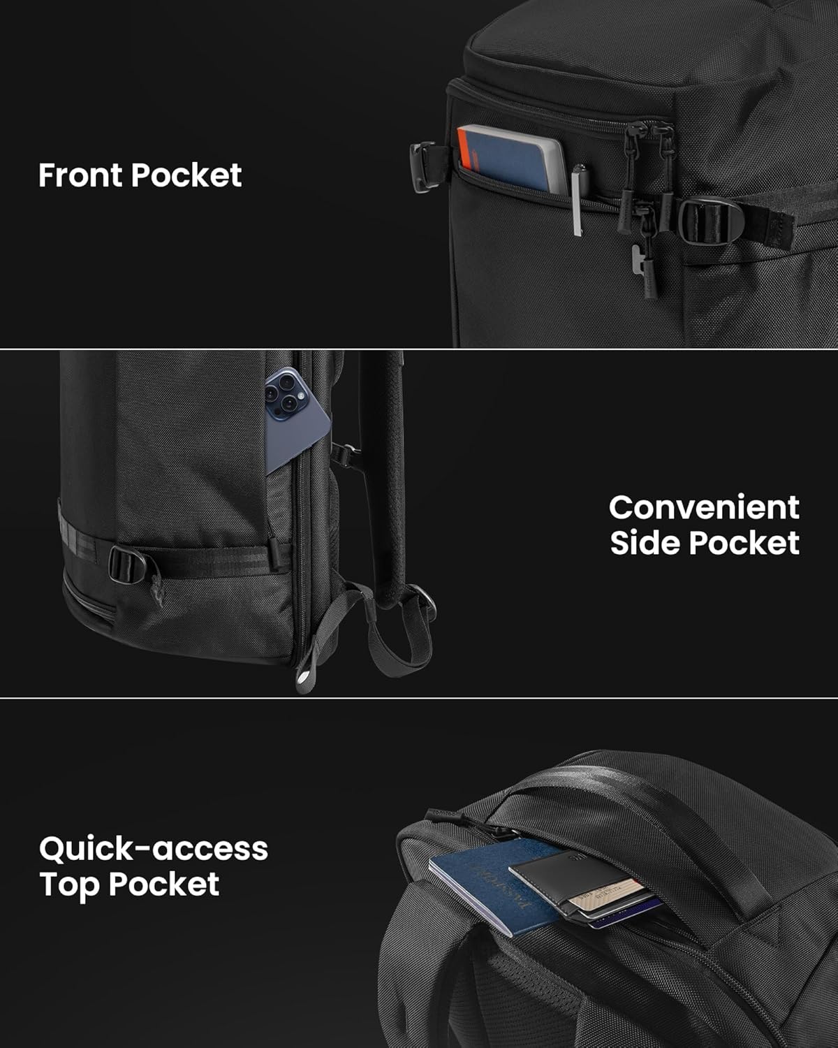 tomtoc Travel Backpack 38L, TSA Friendly Flight Approved Carry-on Luggage Water-resistant Lightweight Business Rucksack, Durable Large Computer Bag Daypack Fits 17.3 Inch Laptop