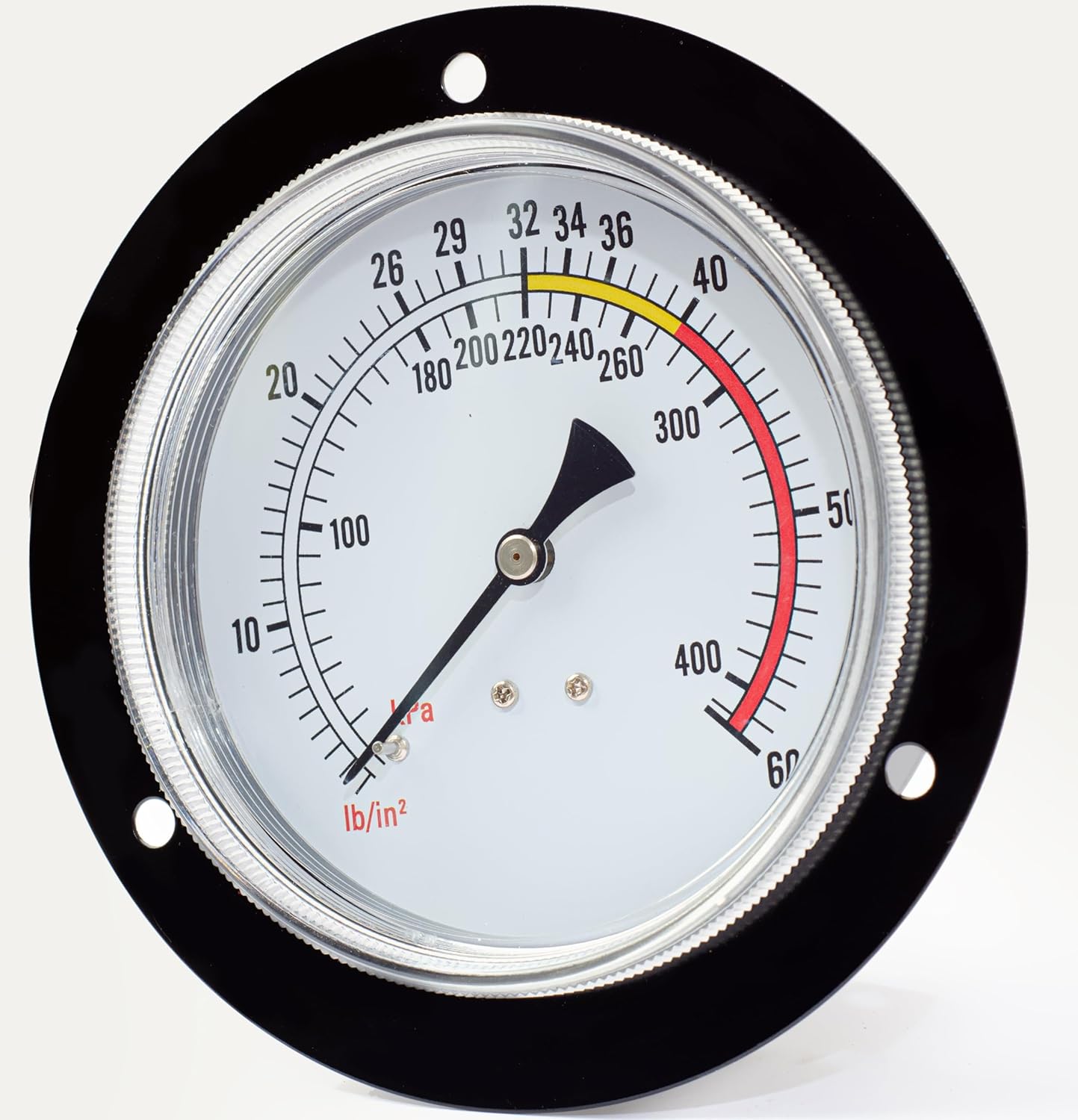Air Dial Gauge for Coats® Tire Changers Machines, Air Pressure Range from 0-60 PSI, Flange Mount with Plastic retainers, Dial with a Range of Most Common tire Pressure. 8107985, 107985.
