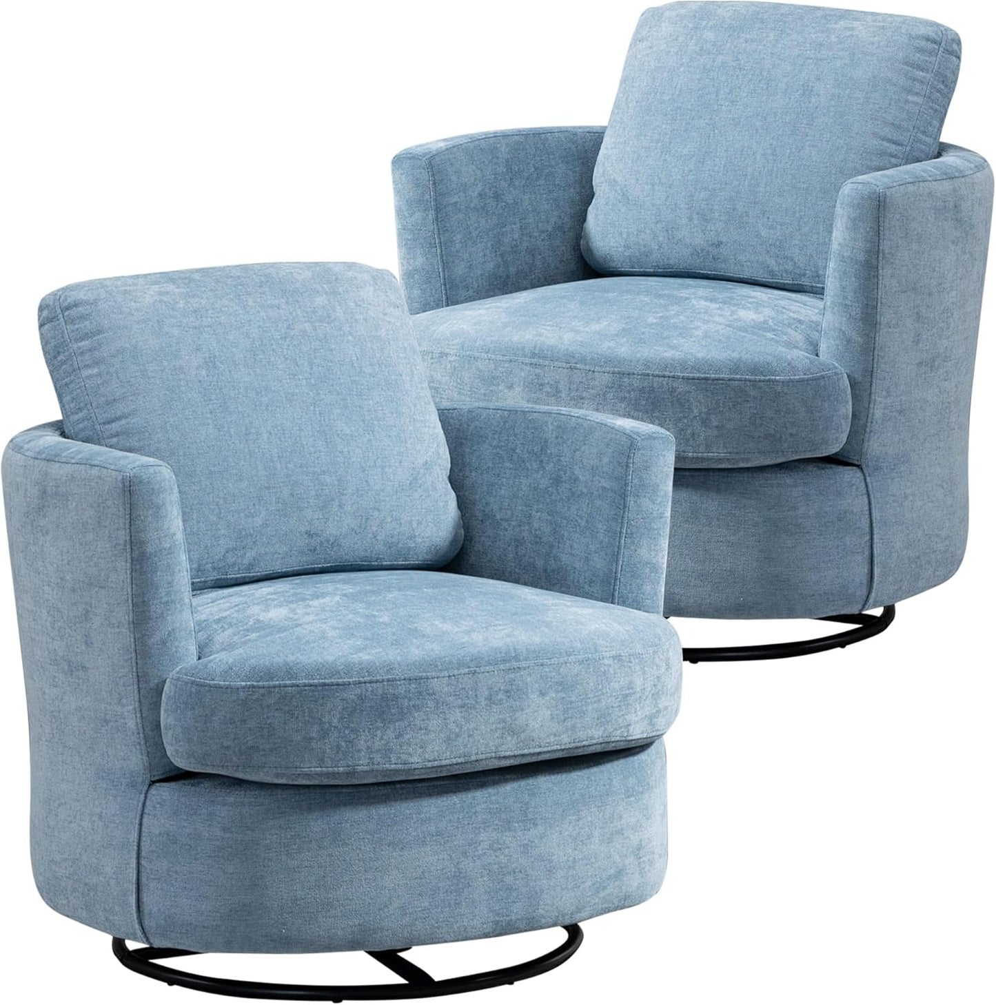 Aoiy & Wifon 31.9" W Swivel Accent Chair, 360 Degree Modern Living Room Chair, Swivel Barrel Chairs for Living Room/Bedroom, Chenille,Beige, 2PACK