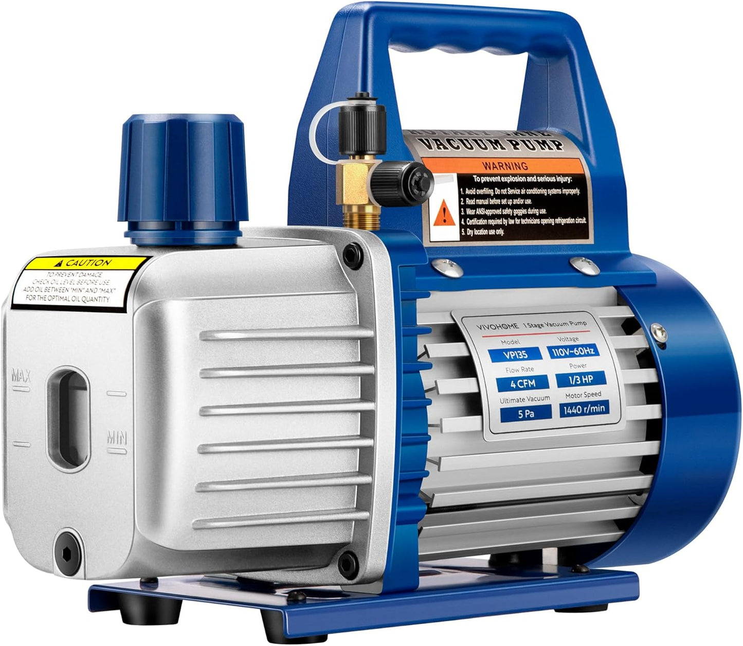 VIVOHOME 110V 1/4 HP 3.5 CFM Single Stage Rotary Vane Air Vacuum Pump with Oil Bottle