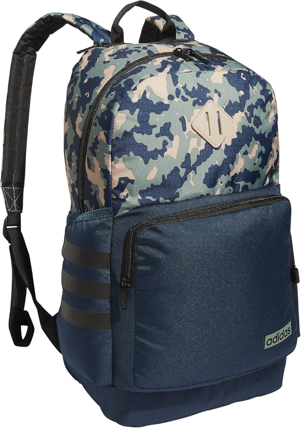 adidas 3-Stripe Classic Backpack for Men and Women, Bag with Laptop Sleeve, Woodland Floral Chalk White/Wonder Orchid Purple/5.0, One Size