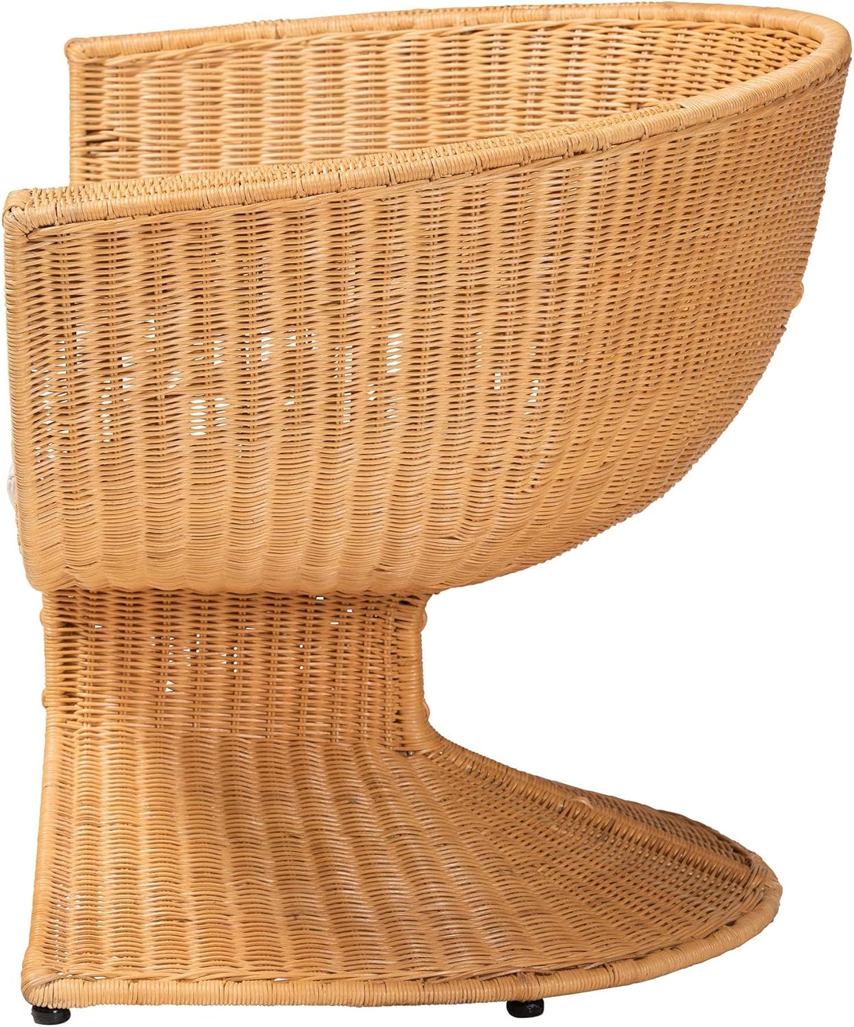 Bali & pari Reya Natural Rattan Lounge Chair - Handwoven Wicker Accent Seating with Pedestal Base for Modern Boho, Coastal, or Tropical Living Room Spaces