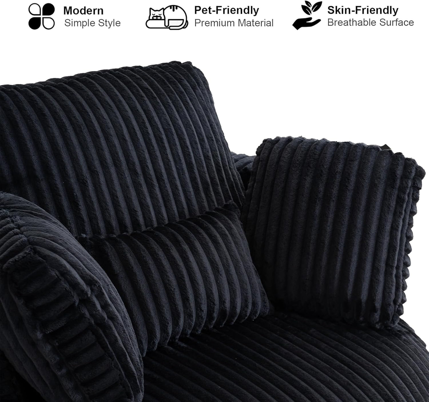 Swivel Accent Barrel Chair Oversized Modern Akili Upholstered Sofa Lounge Club Leisure Chair Round Chair for Hotel Living Room (Black)