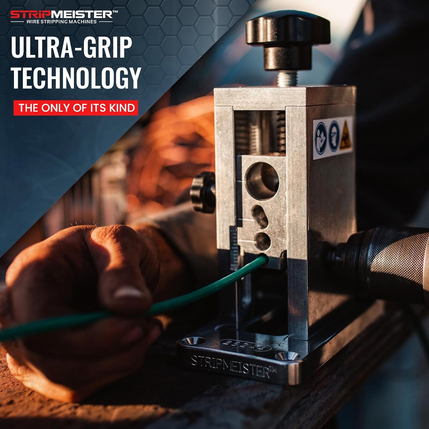 StripMeister Original Drill-Powered Wire Stripper – Wire Sizes Up To Ø3/4", Jam-Free, Copper Wire, Built for Safety, Speed, and Efficiency - Portable Wire Stripping Machine