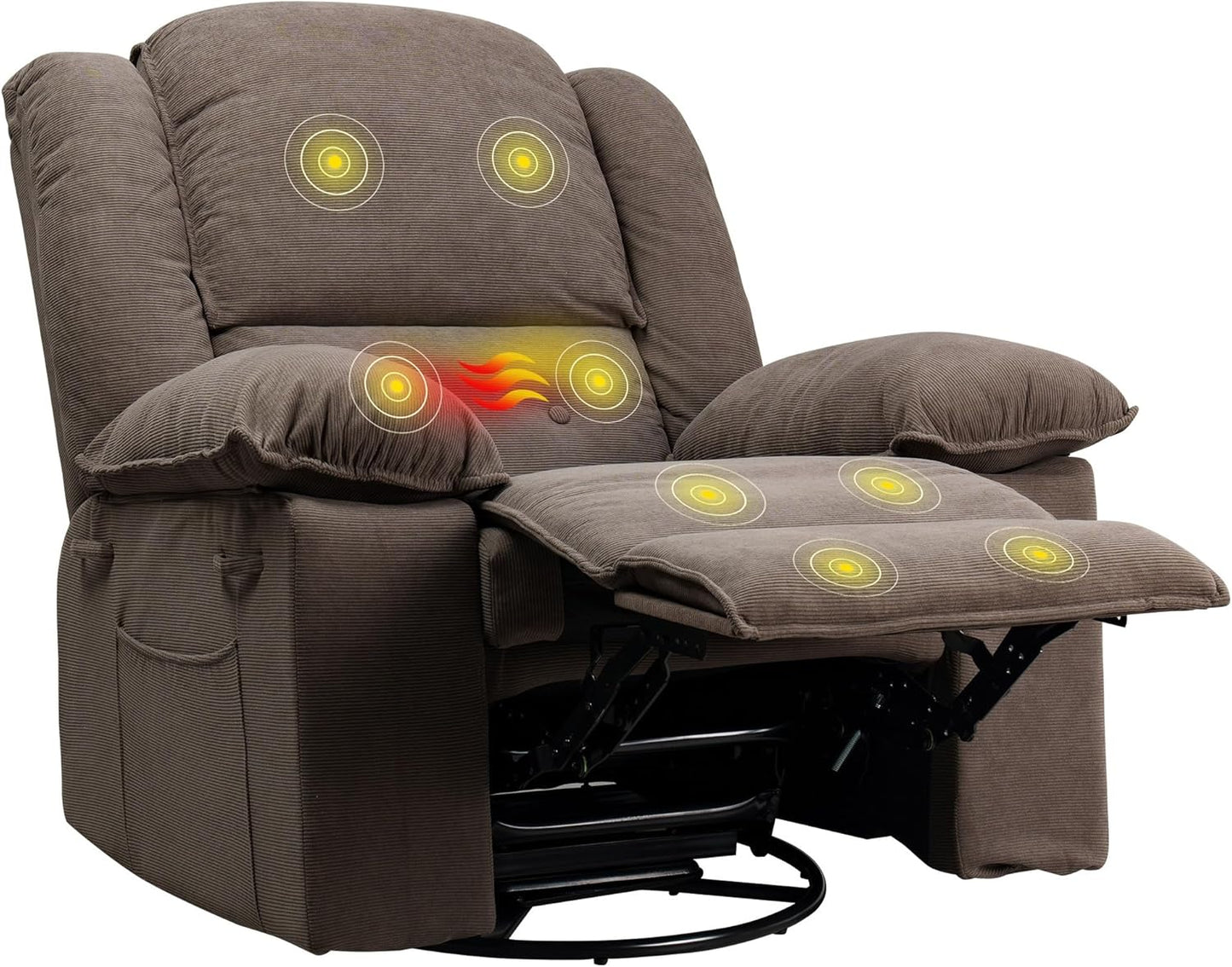 Softa Rocker Recliner Chair for Adults – Massage Swivel Rocker Recliner Chair with Heat & Vibration, 270° Swivel Glider Nursery Chair for Living Room Bedroom Nursery (Gray)