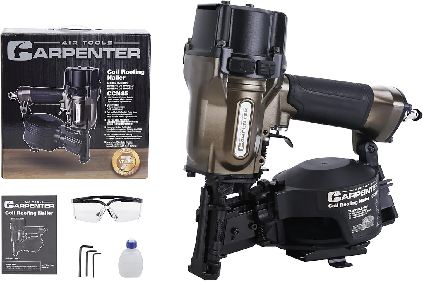 CCN45 7/8" To 1 3/4" 15° Pneumatic Coil Roofing Nailer