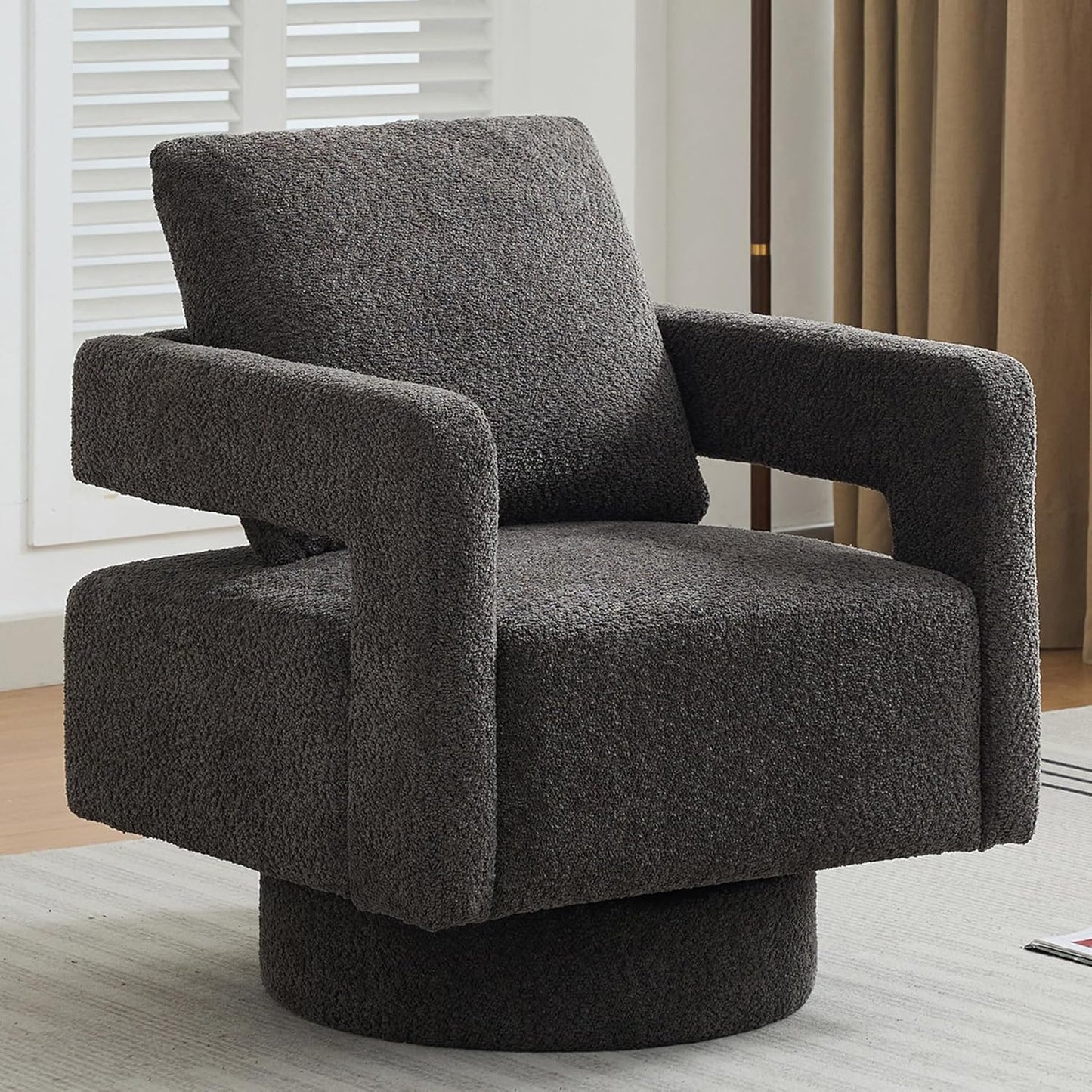 Swivel Accent Chair Set of 2, Modern Swivel Barrel Chair for Living Room, 360 Degree Comfy Square Accent Chair with Open Back, Upholstered Armchair for Bedroom,Reading, Linen Blend, Pale Green