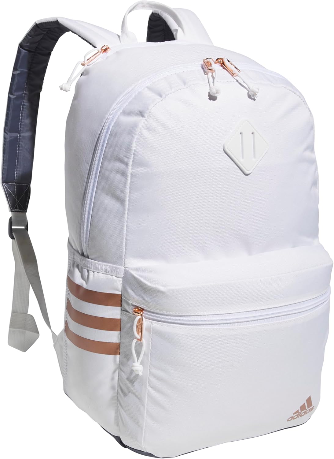 adidas 3-Stripe Classic Backpack for Men and Women, Bag with Laptop Sleeve, Woodland Floral Chalk White/Wonder Orchid Purple/5.0, One Size