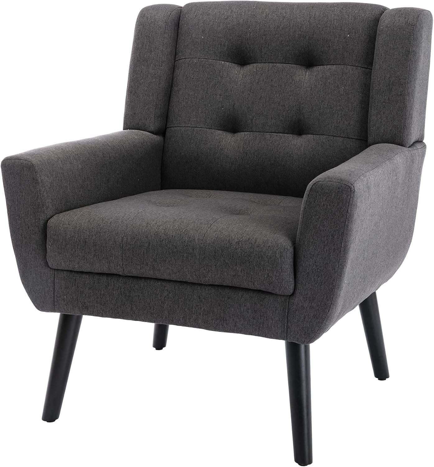 Accent Armchair, Living Room Chairs with Curved Back, Velvet Cushion, 250 Lbs Weight Capacity Ergonomics Accent Chair, Upholstered Single Sofa for Bedroom Dark Gray As Shown