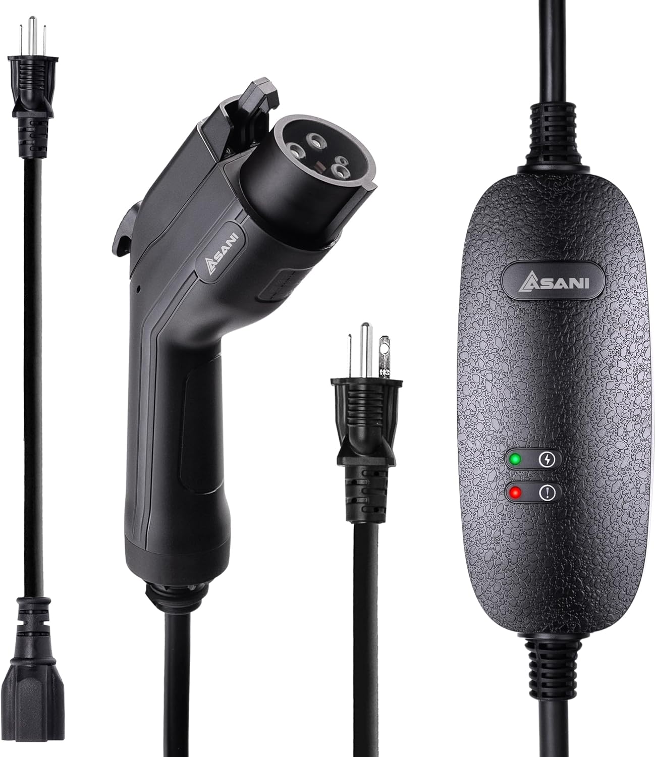 Asani Level 1 & 2 EV Charger - Type 1-110-240V at 16 Amps - 16.5ft Portable Electric Vehicle EV Charger with NEMA 6-20 with NEMA 5-15 Adapter Plug for J1772 Electric Cars