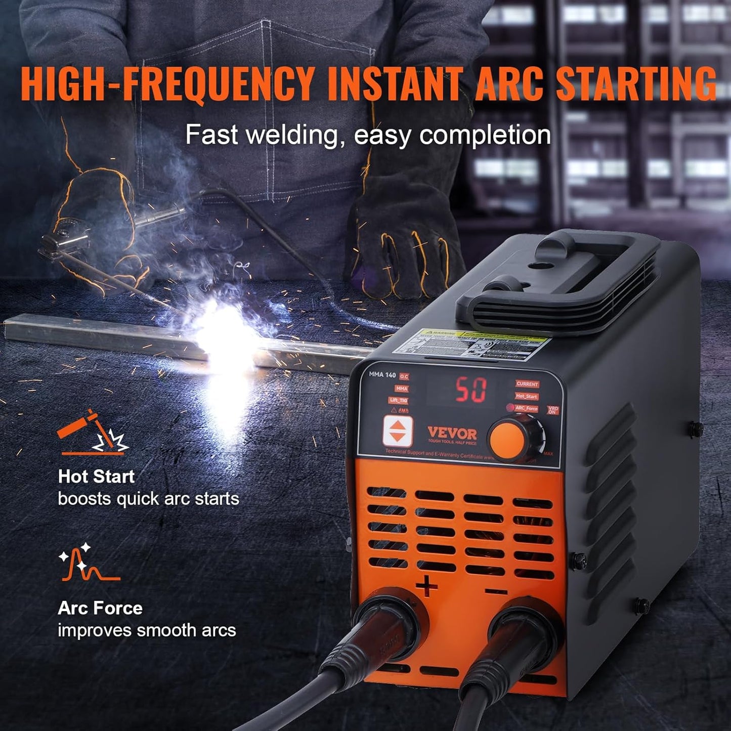 VEVOR Stick Welder, Mini and Portable 140Amp 2 in 1 ARC/Lift Tig Welder Machine, ARC Welder with Hot Start/Arc Force/Anti-Stick, IGBT Inverter Portable MMA Welder Machine, 110V