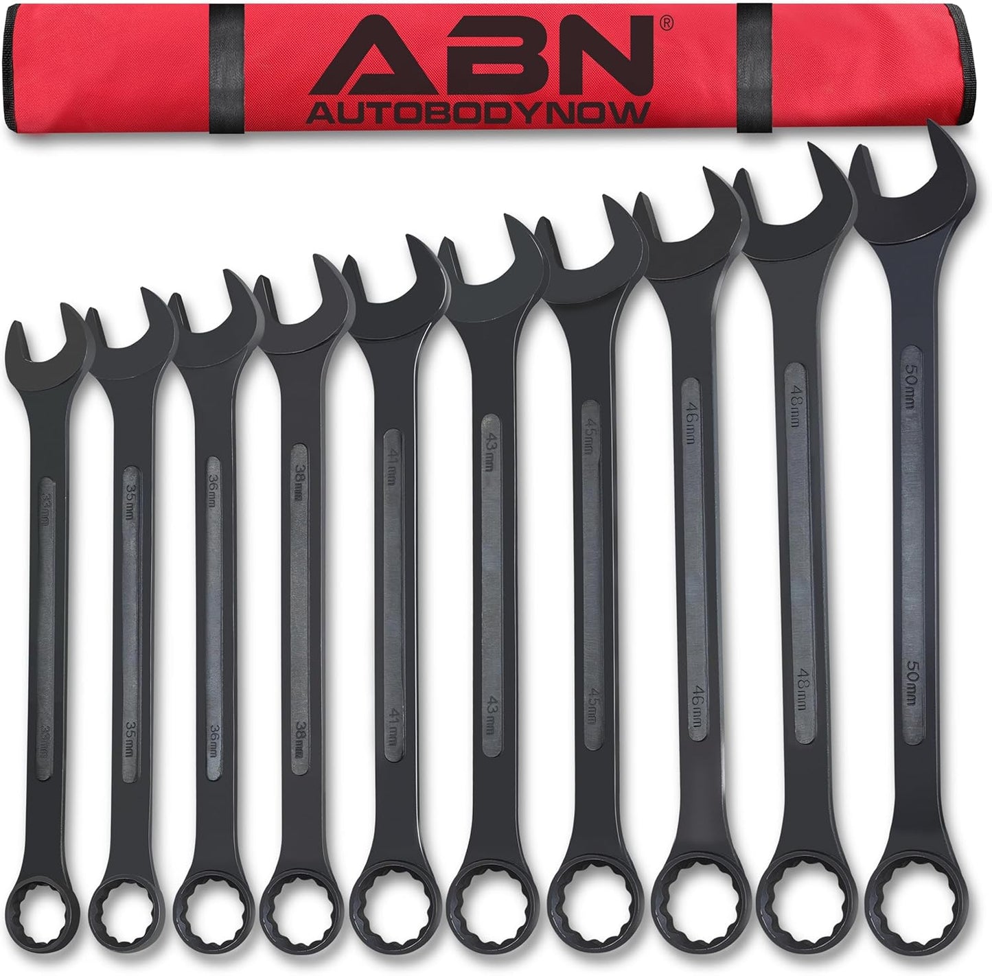 ABN Large Combination Wrench Set SAE 1-5/16 to 2in - Standard 10 Piece Jumbo Open End Wrench Set