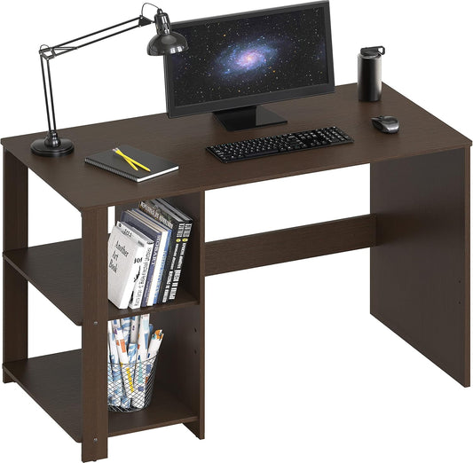 SHW 38-Inch Home Office Computer Desk with Shelves, Espresso