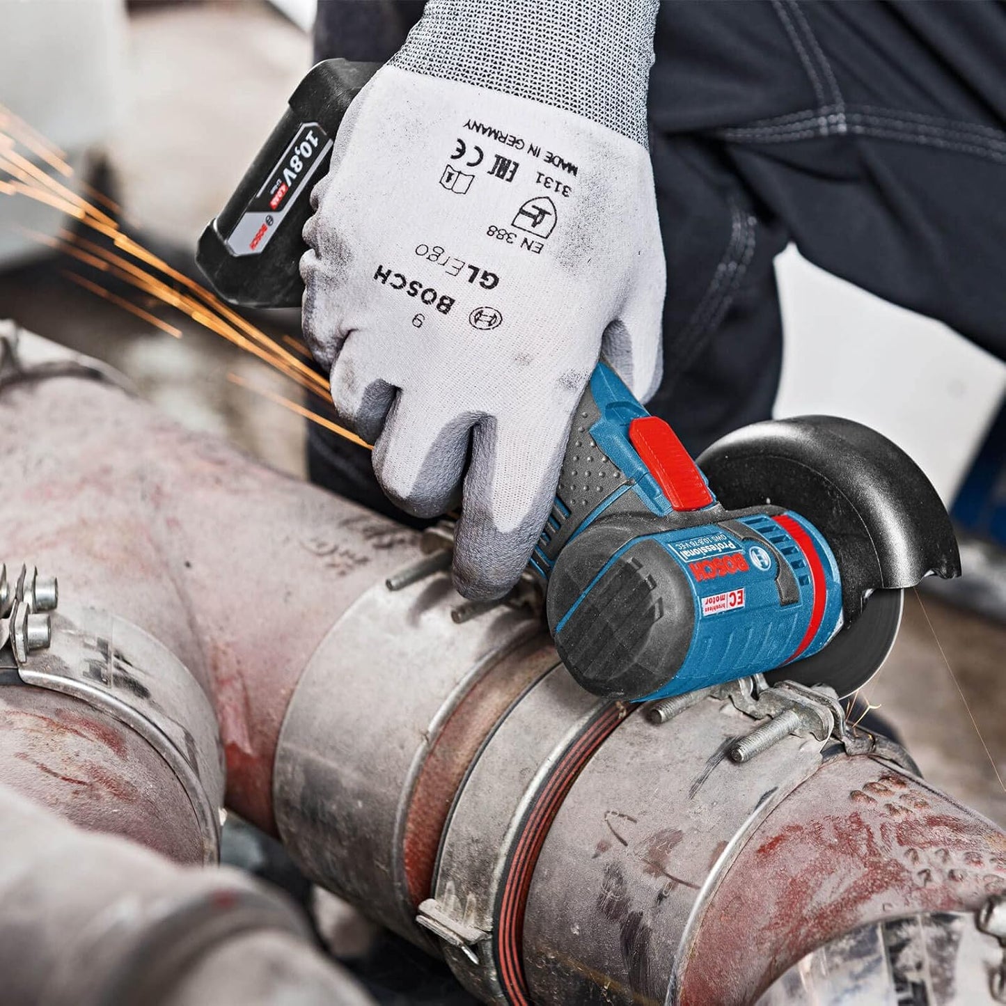 Bosch Professional 12V System GWS 12V-76 cordless angle grinder (three cutting discs, disc diameter: 76 mm, without battery/charger)