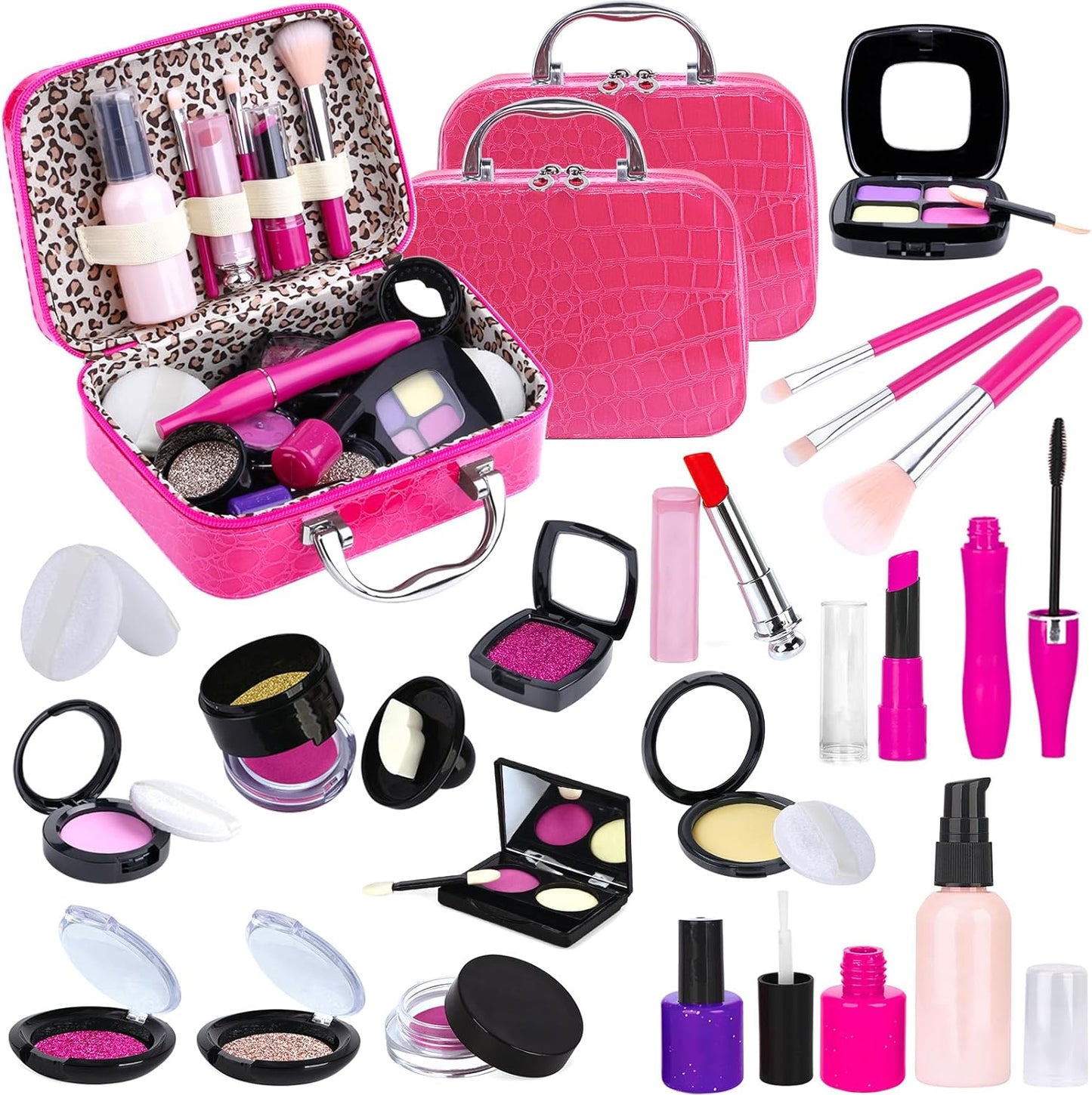 Tepsmigo Pretend Makeup Kit for Girls, Kids Pretend Play Makeup Set - with Cosmetic Bag for Birthday Christmas, Toy Makeup Set for Toddler, Little Girls Age 3+(Not Real Makeup)