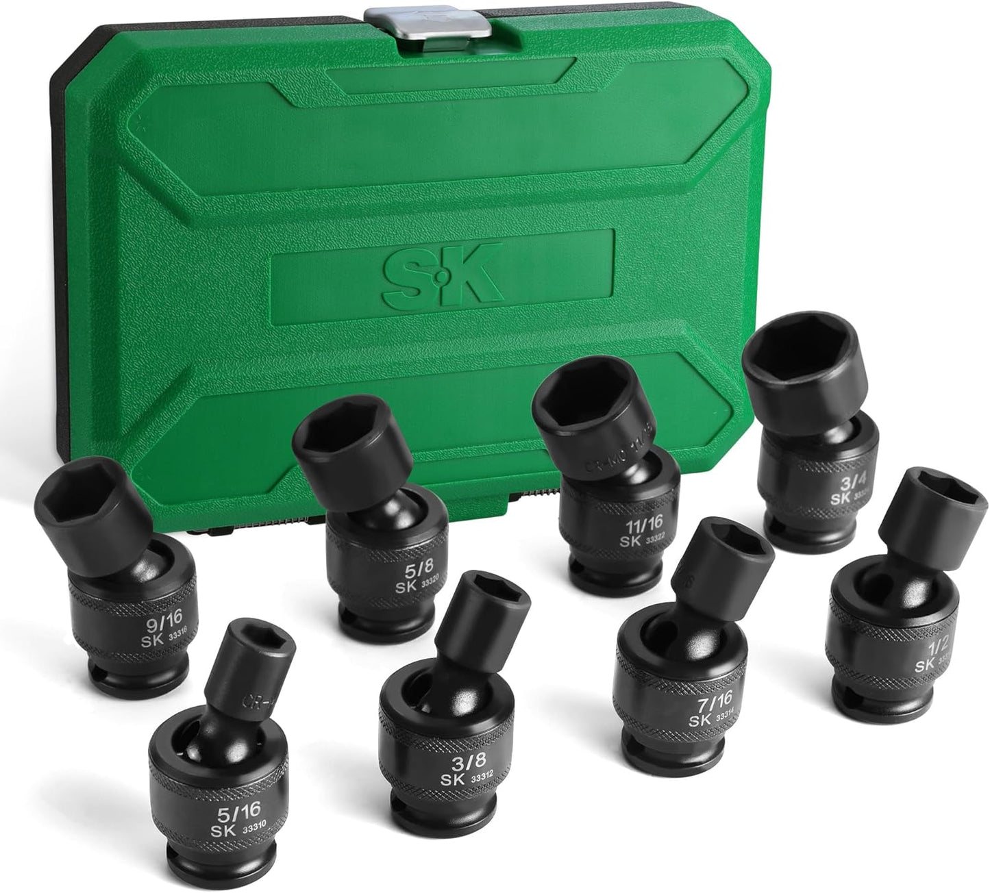 SK 3/8" Drive Universal Swivel Impact Socket Set, Metric Socket Set, 10-Piece, Premium CR-MO Steel, SureGrip 6 Point Design, with Storage Case