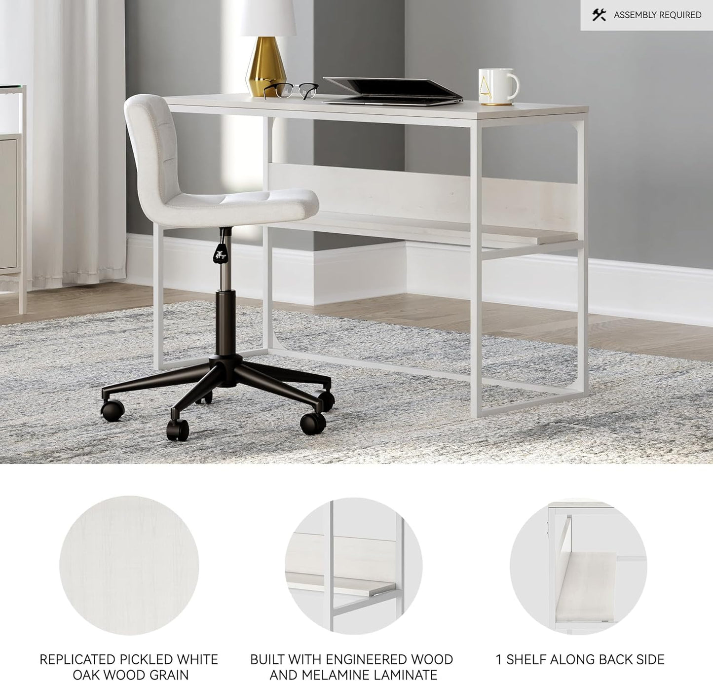 Signature Design by Ashley Deznee Industrial Home Office Desk, White