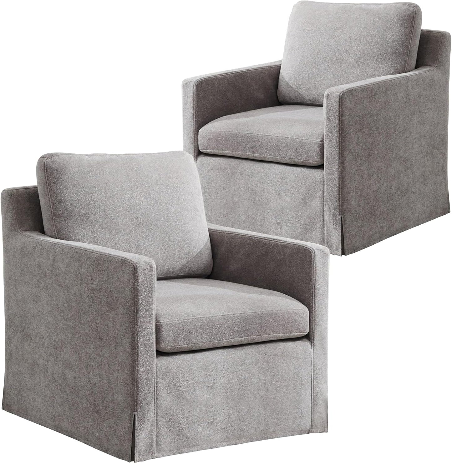 Sinzho & Wiyfun 30.7" W Upholstered Swivel Accent Chair Mid Century Modern Chenille Swivel Chairs for Living Room, Taupe