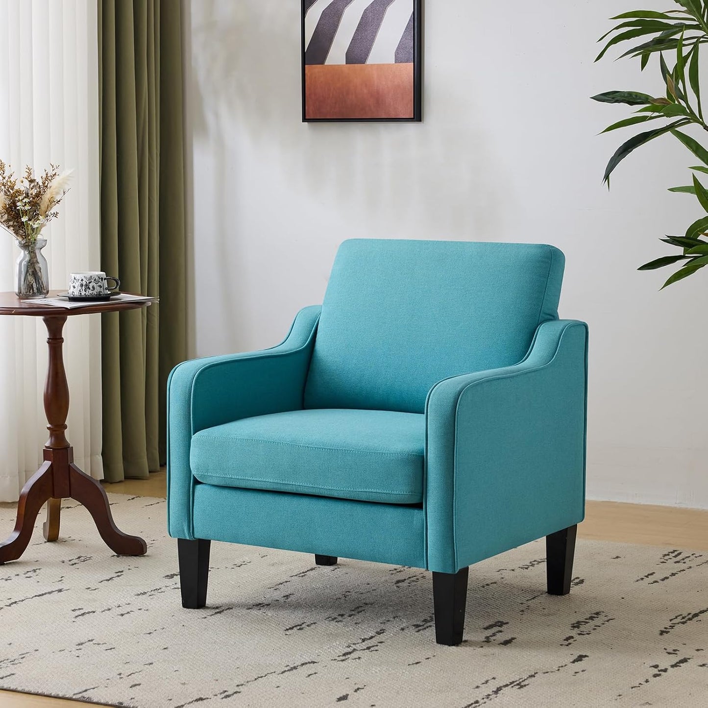 VINGLI Accent Chairs Set of 2 Living Room Chairs Light Brown Reading Chair for Bedroom Scooped Arm Chair Mid Century Modern Accent Chairs Upholstered Comfy Chair for Apartment, Waiting Room