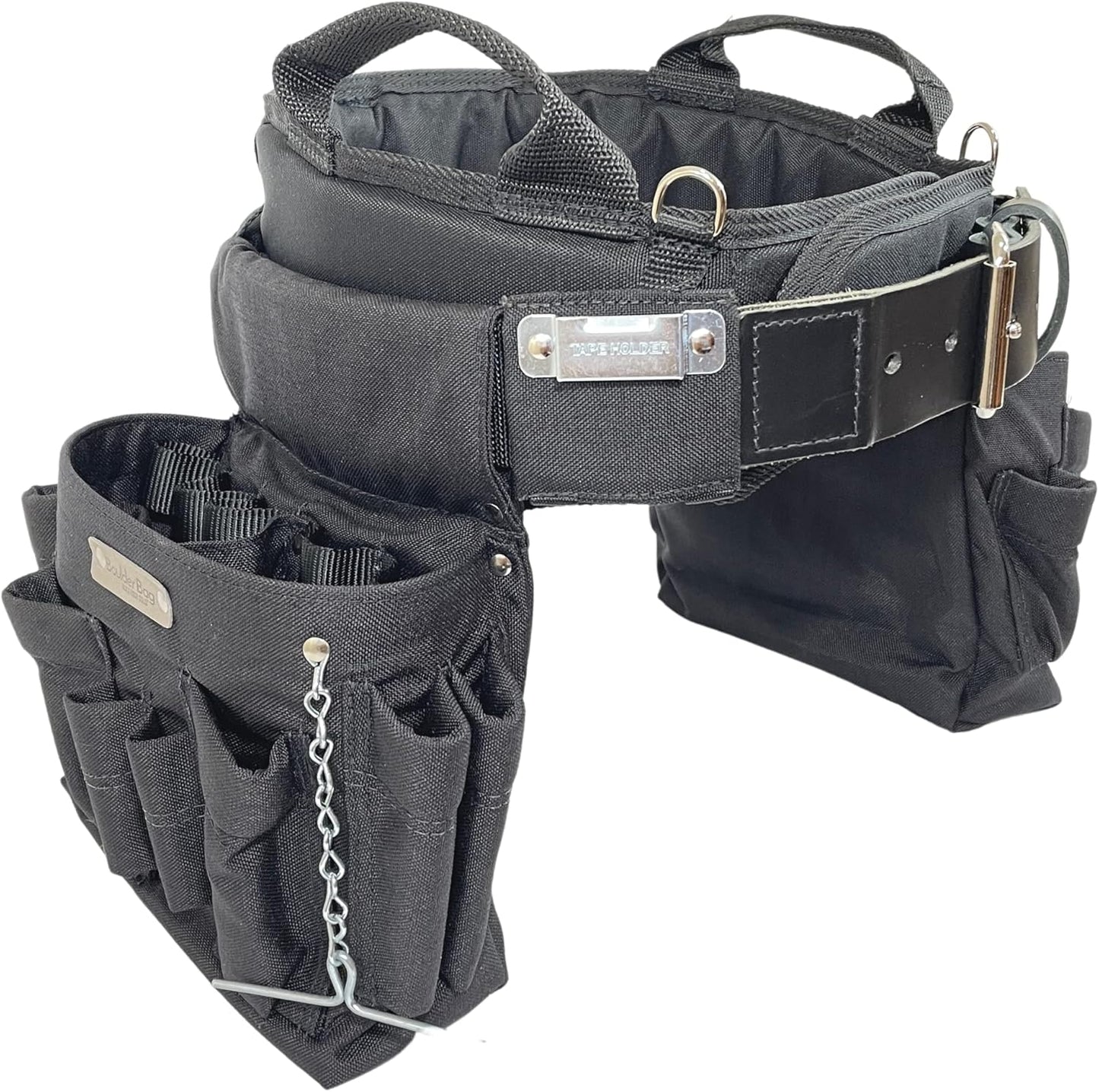 BOULDER BAG Professional Electrician's MAX Combo with Comfort Back Support Tool Belt, Leather Belt Buckle, Heavy Duty Work Belt, Black, (Large 33-36 Inch Waist), Made in USA