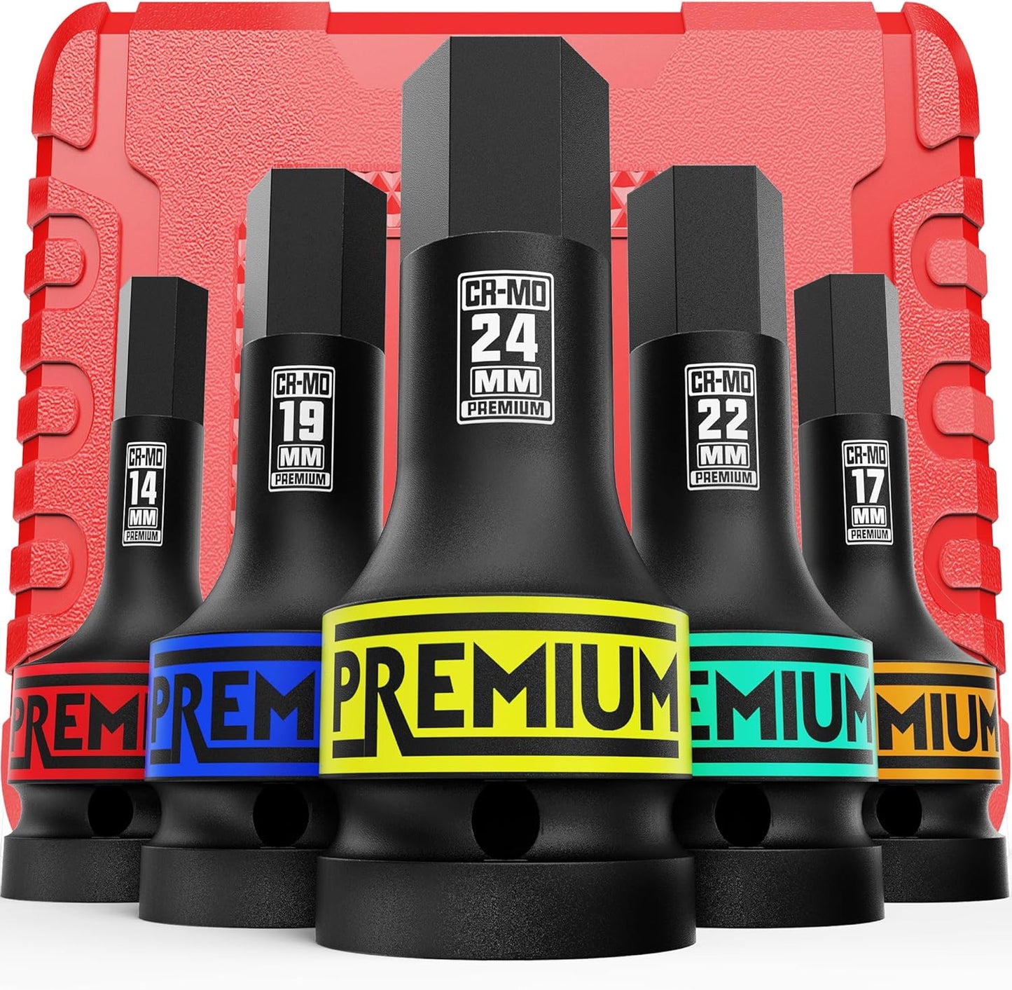 1/2" Drive Master Impact Hex Bit Socket Set, Metric & SAE, 20-Piece 1/2 Inch Drive Impact Allen Bit Socket Set, 5mm - 19mm & 1/4" - 3/4", Cr-Mo Steel, Heavy Duty Storage Case