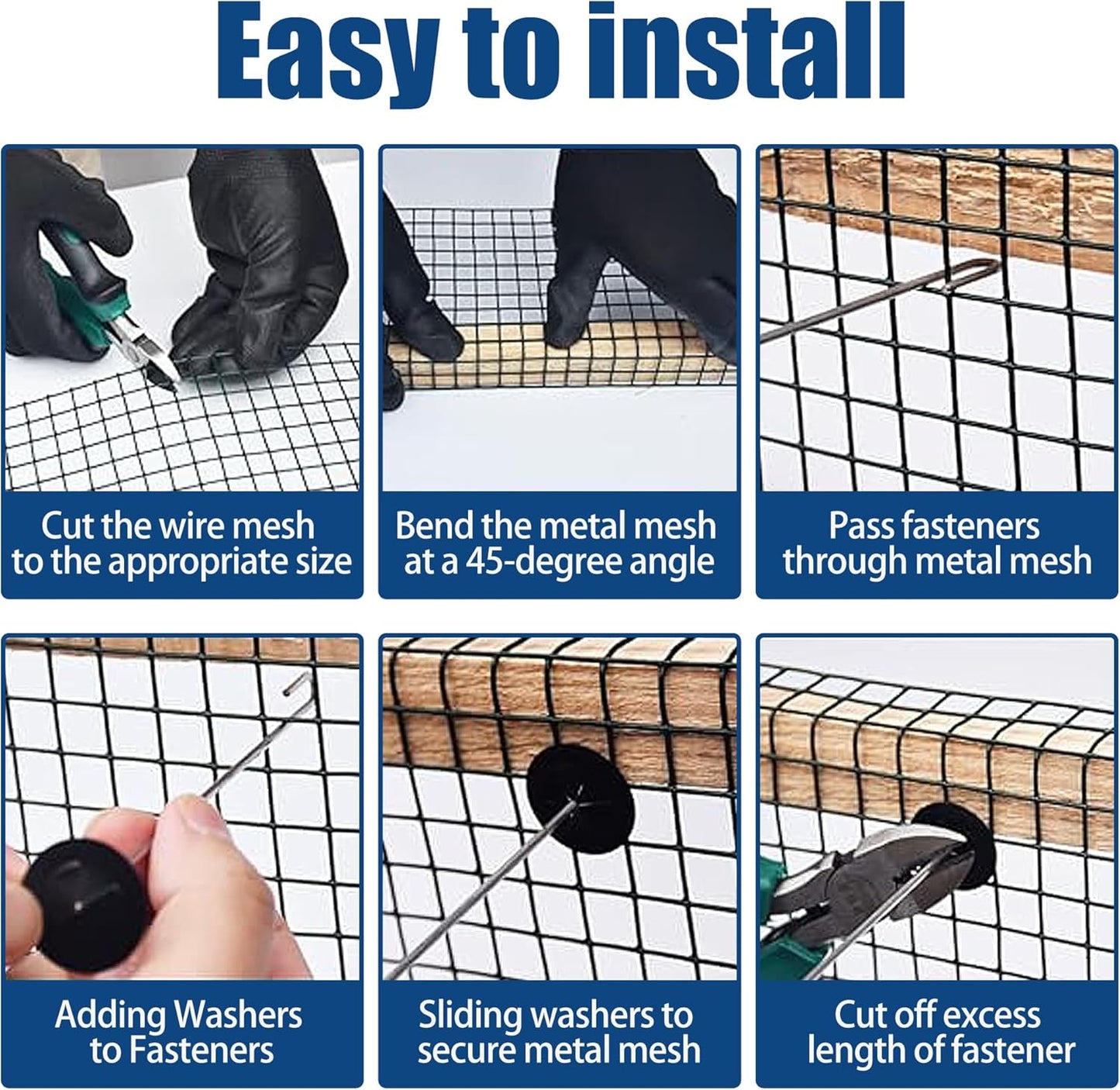 6in x 120ft Solar Panel Bird Mesh Black PVC Coated Steel Solar Panel Bird Guard Proofing| 60 Fastener Clips Prevents Birds, Pigeons, and Critter Guard from Getting Under The Solar Panels