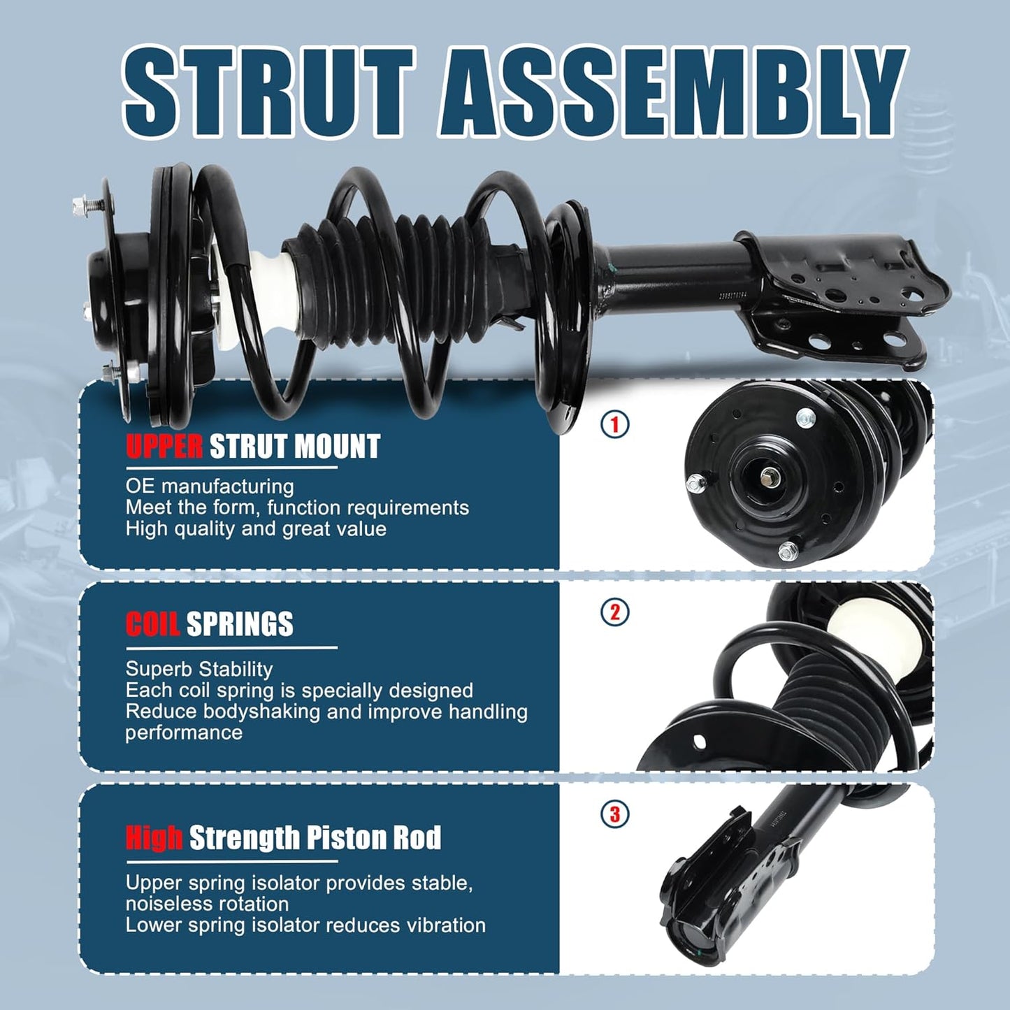 Vextone 171672 Complete Front Shock Absorbers and Struts Assembly - Fit for 1997 1998 1999 2000 2001 2002 2003 Chevrolet Chevy Malibu - Left & Right Sides Struts with Coil Spring (Set of 2)