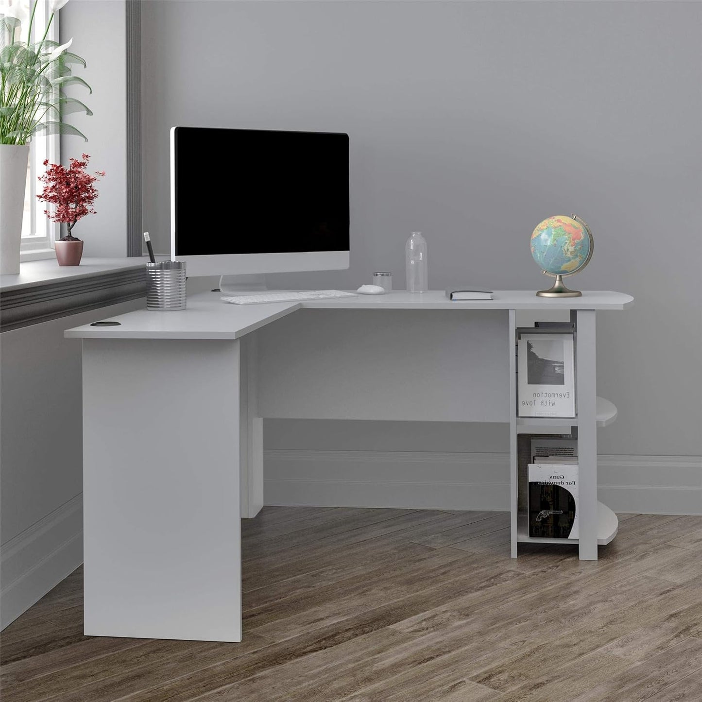 Ameriwood Home Dakota L-Desk with Bookshelves, Rustic Oak