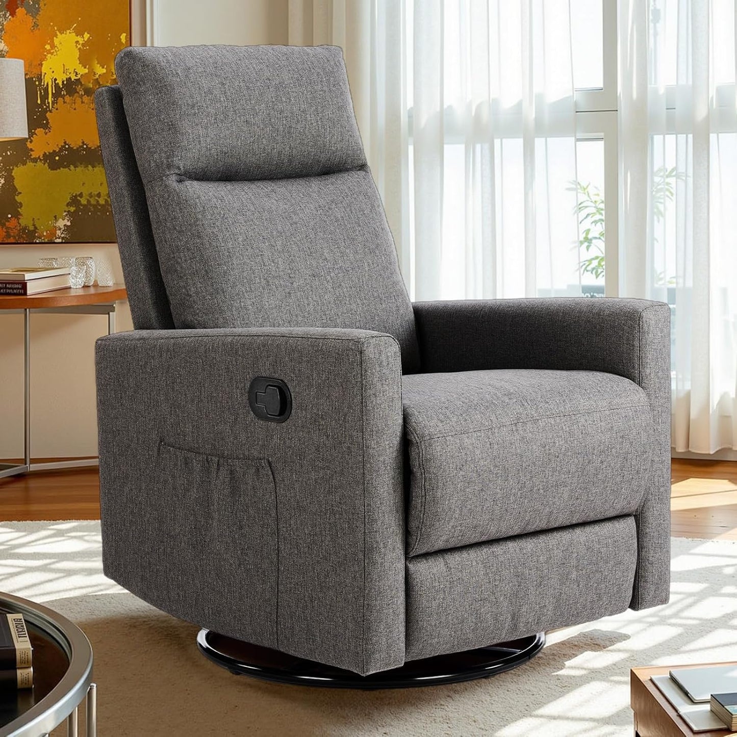 Sweetcrispy Massage Recliner Chair for Adults, Adjustable Home Theater Seating with Lumbar Support, Small Recliners for Small Spaces, Dark Grey
